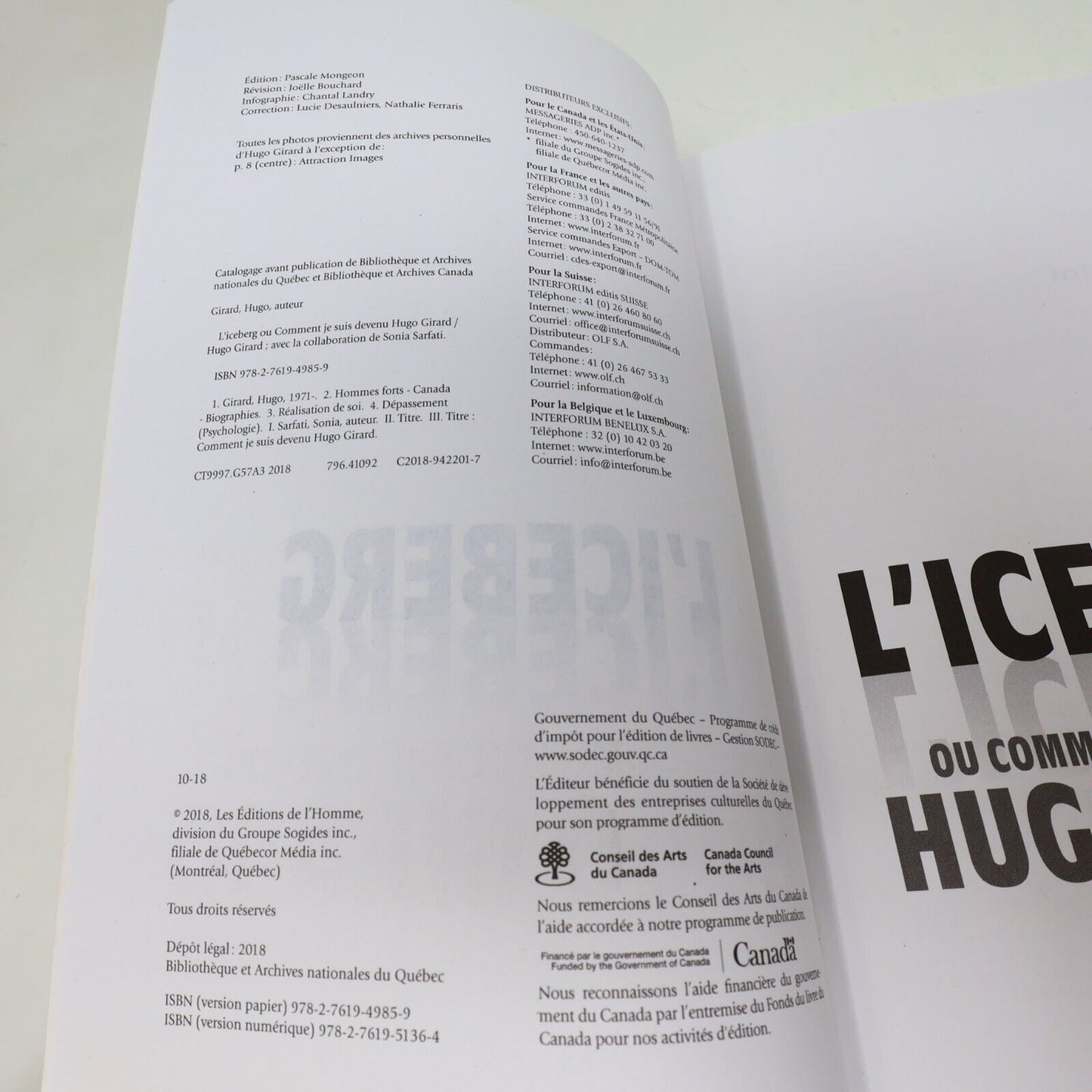 2018 L'Iceberg ou Comment Je Suis Devenu Hugo Girard Sonia Sarfati De L'homme PB