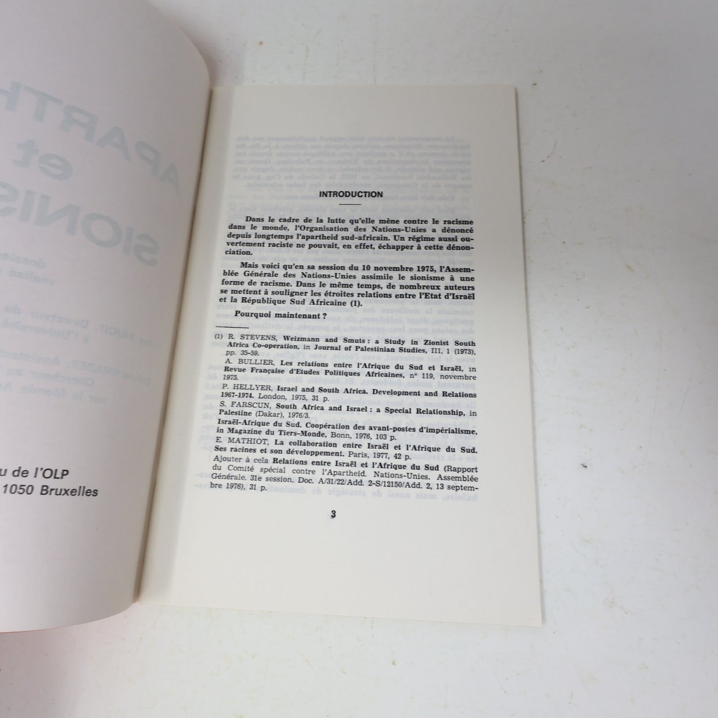 Apartheid et Sionisme/Le Peuple Palestinien Lot 2 Livres Khader/Bajoit/Pirard PB