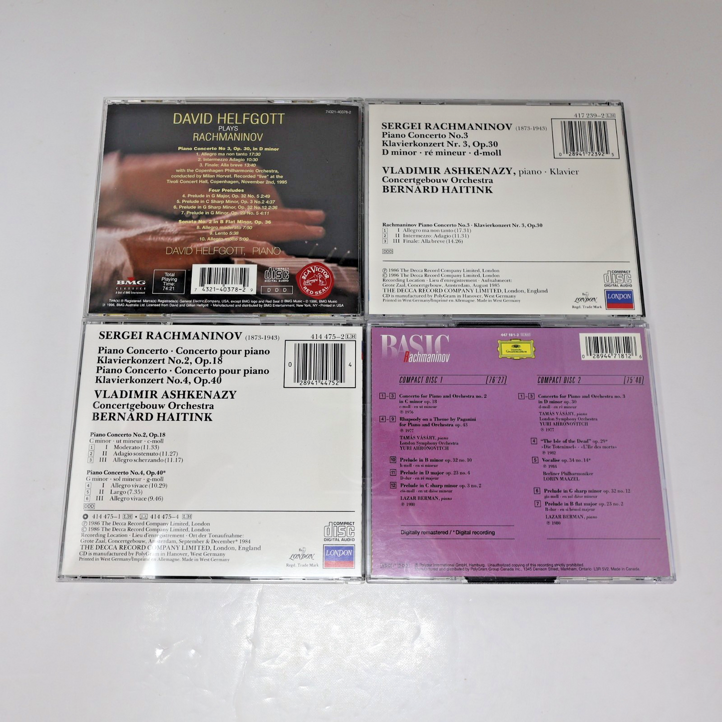 Rachmaninov 10 CD Lot Ashkenazy/John Browning/Helfgott/Haitink/Dutoit/Prévin