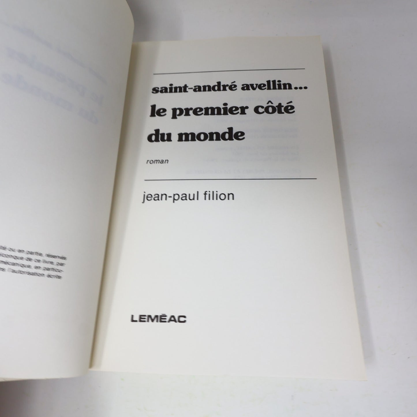 1976 Saint-André Avellin ... le Premier Côté du Monde Jean-Paul Filion Leméac PB