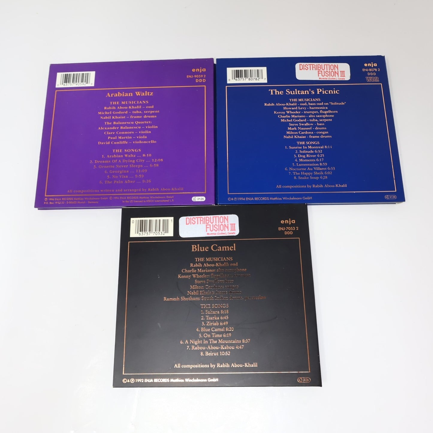 Rabih Abou-Khalil 3 CD Lot Enja Arabian Waltz/Blue Camel/The Sultan's Picnic