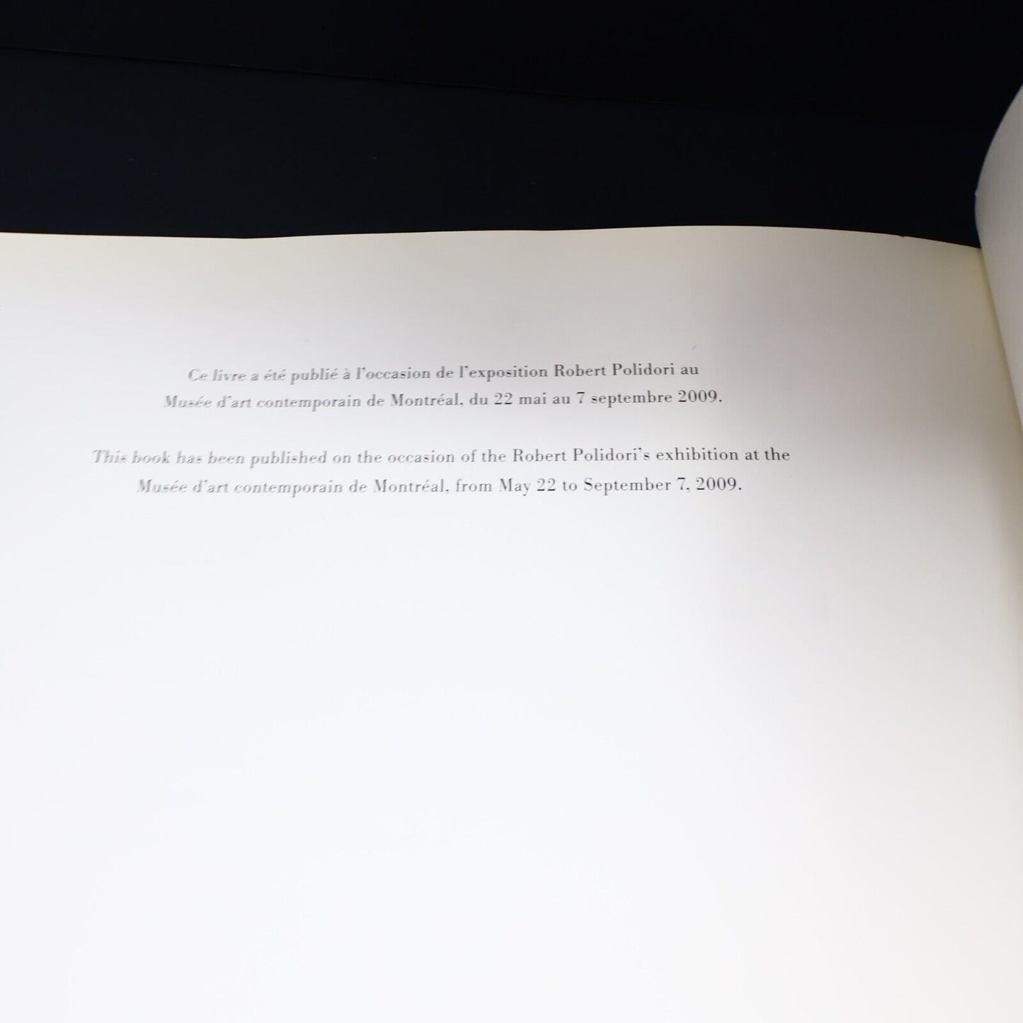 2009 Robert Polidori Musée d'Art Contemporain de Montréal Exhibition Guide PB