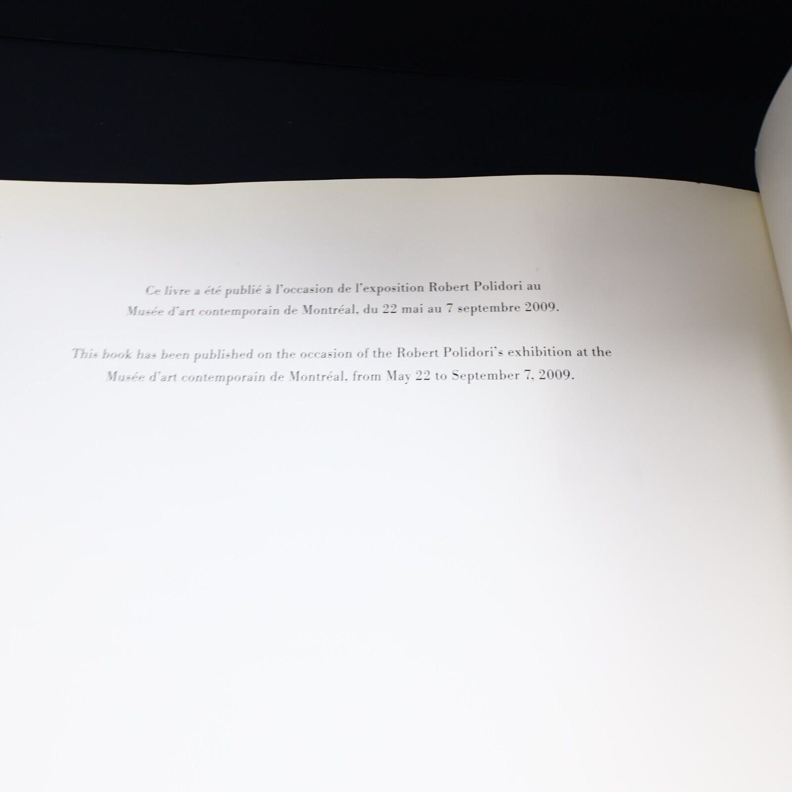 2009 Robert Polidori Musée d'Art Contemporain de Montréal Exhibition Guide PB