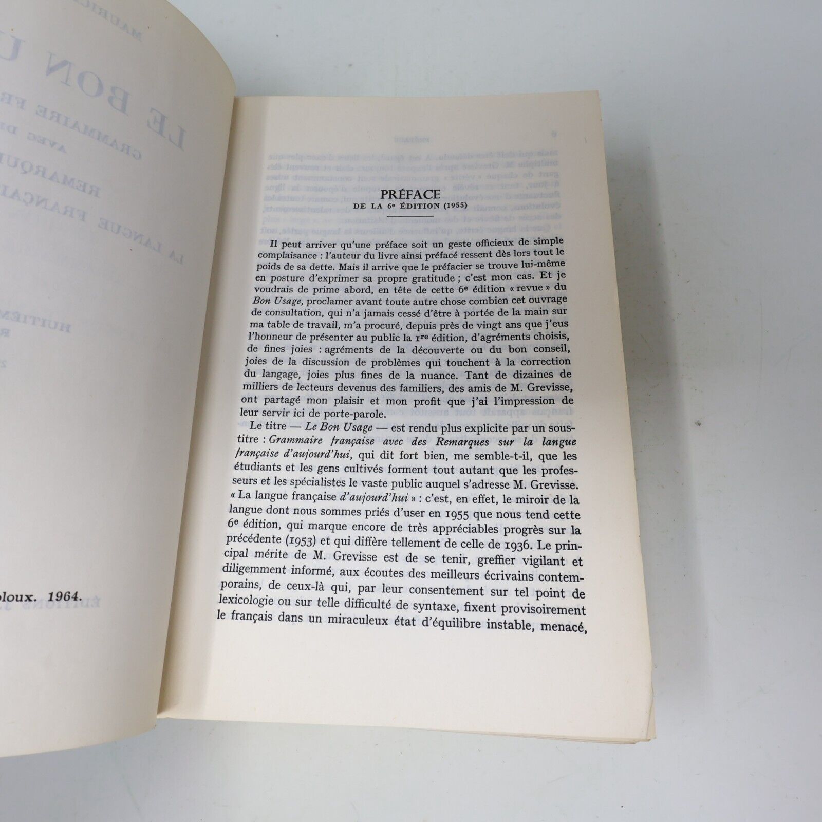 1964 Le Bon Usage Maurice Grevisse Grammaire Française Référence Duculot Relié