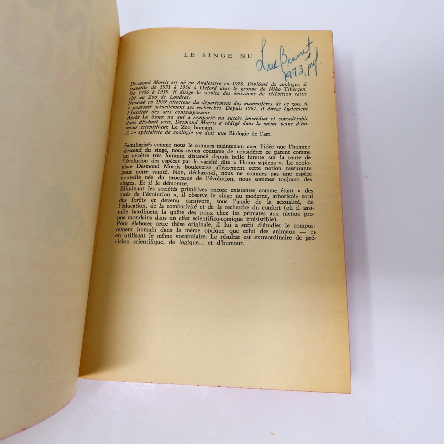 Desmond Morris Lot 2 Livres Poche Le Singe Nu/Zoo Humain Sciences Biologie 1971