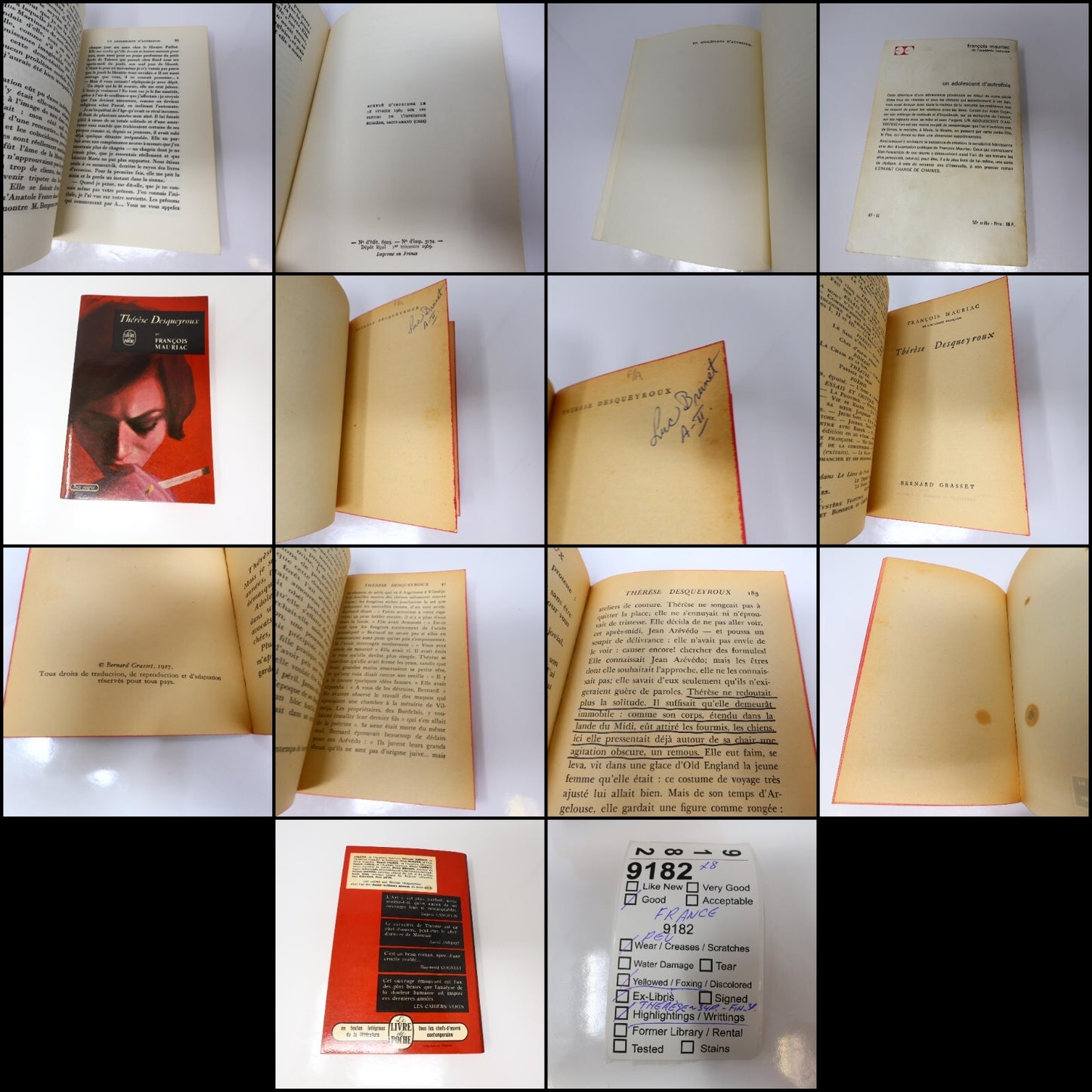 François Mauriac Lot 8 Livres Préséances/Mystère Frontenac/Anges Noirs Roman 60s