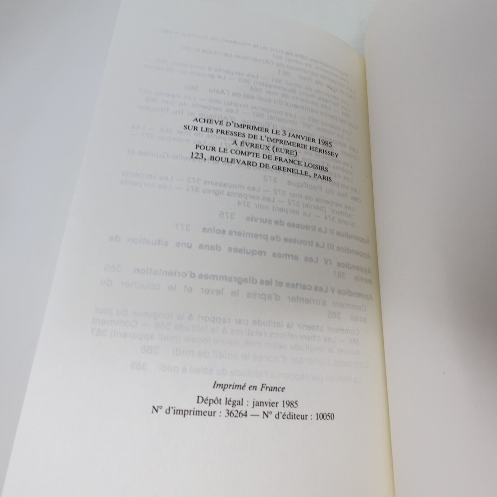 1985 Le Guide de Survie de l'Armée Américaine France Loisirs Survivalisme BCE PB