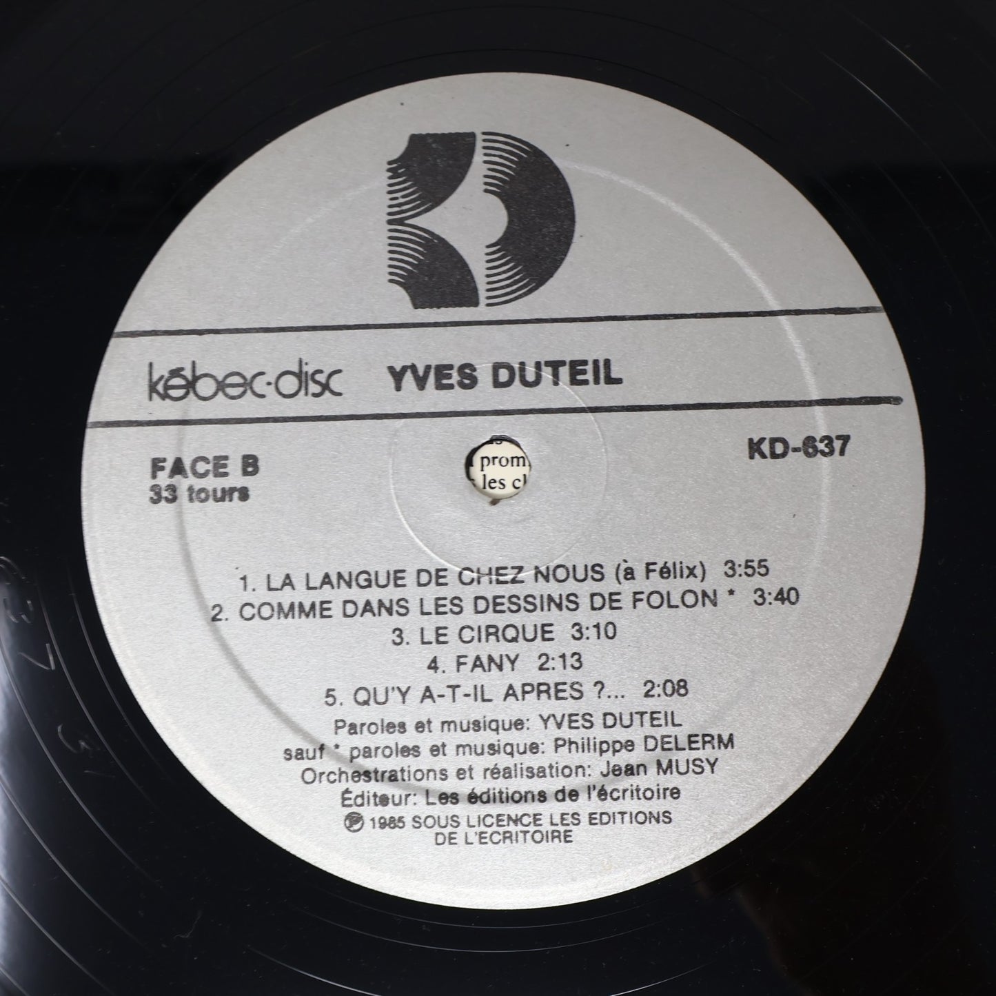 Yves Duteil Lot 2 Disques La Langue De Chez Nous/Prendre un Enfant par la Main