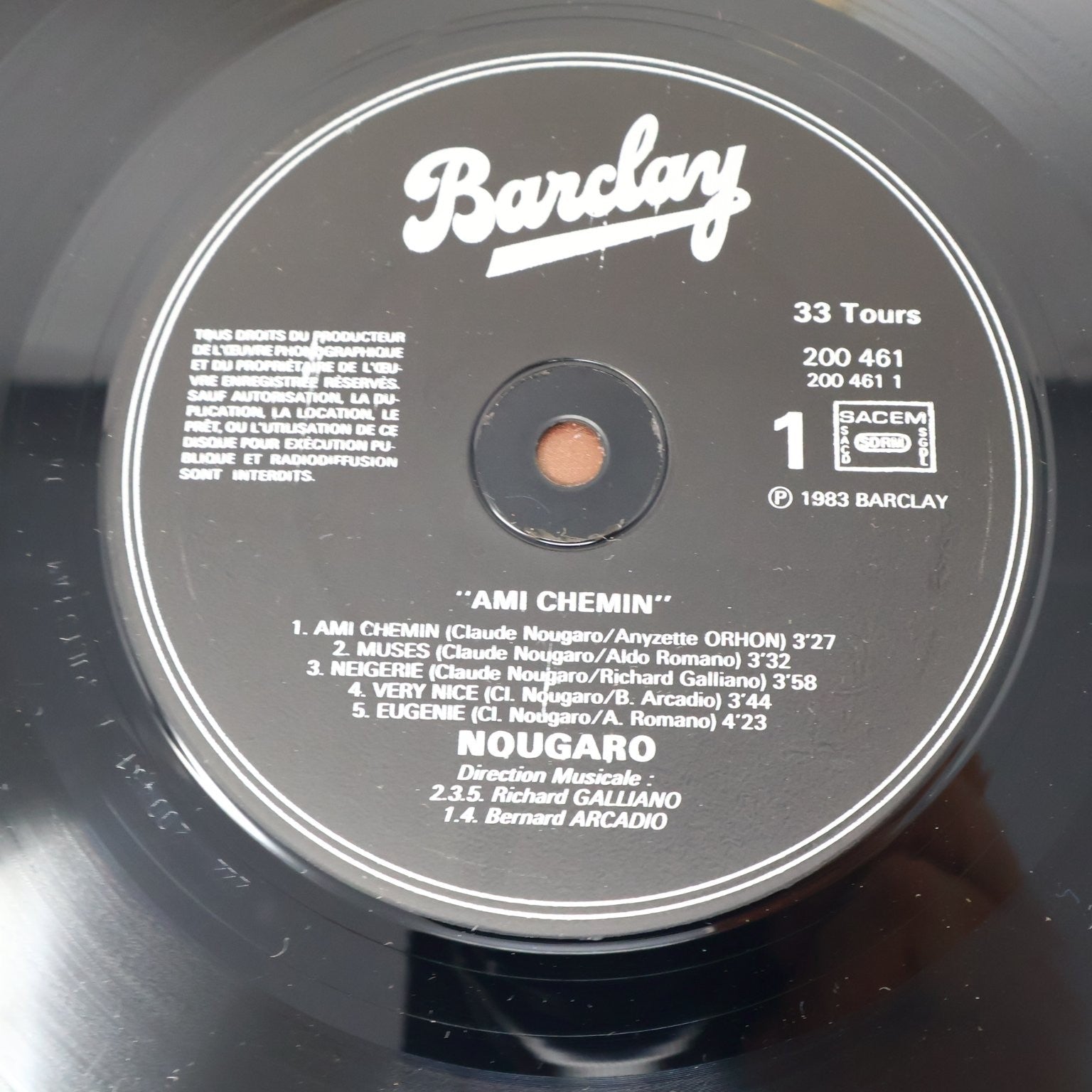 Nougaro - Ami Chemin 12" LP Record 1983 Barclay French Chanson BA 260 200.461