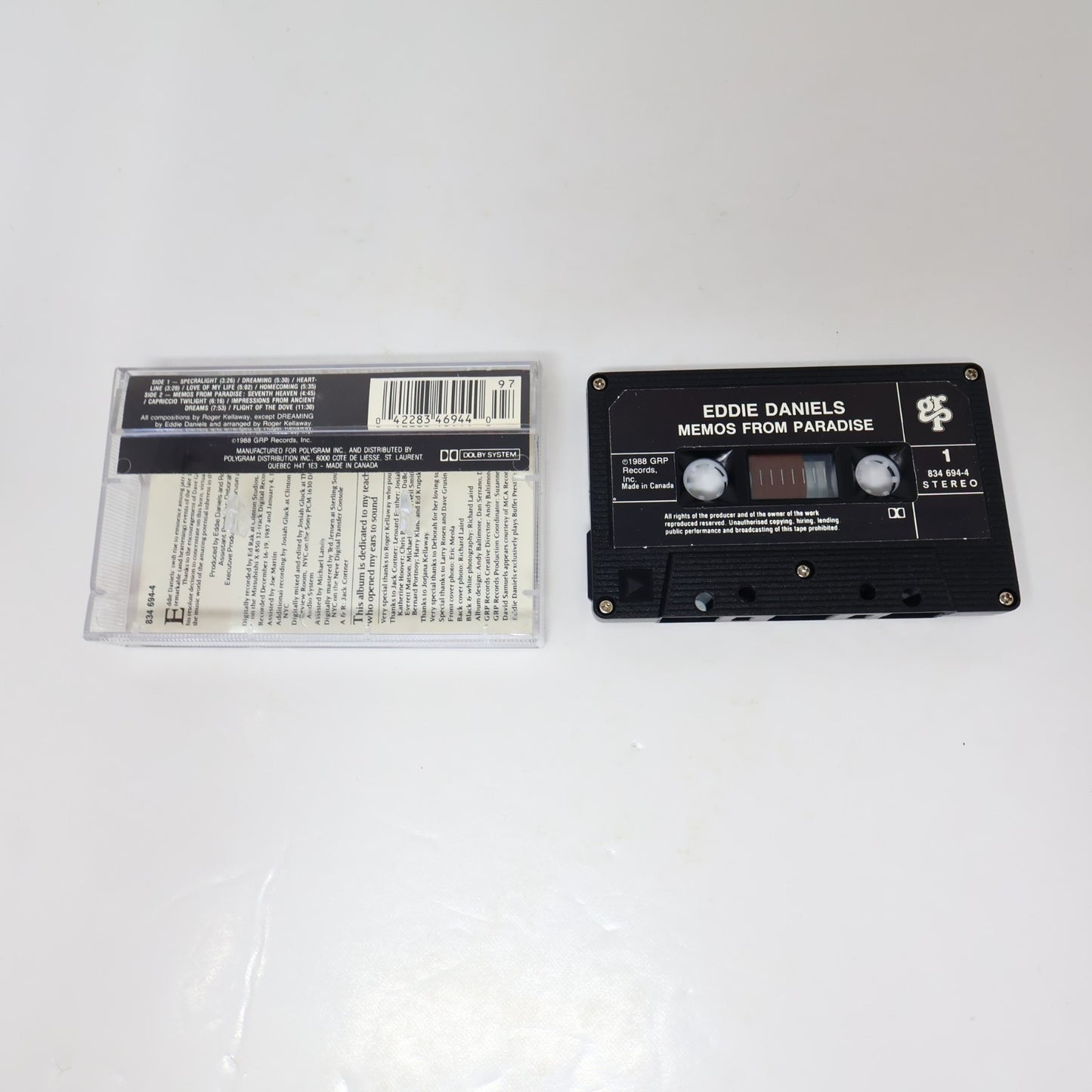 Eddie Daniels Memos From Paradise Cassette Jazz 1988 GRP 834 694-4 Spectralight
