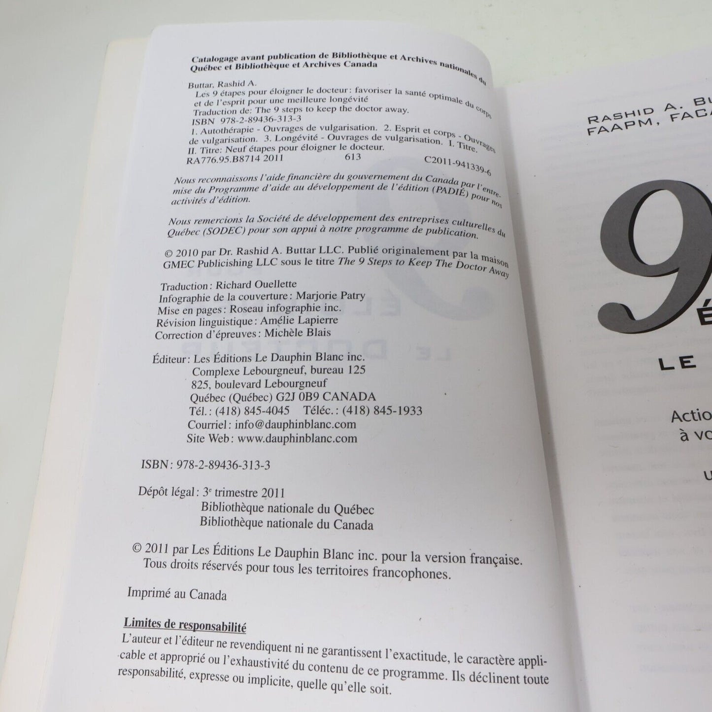 2011 Les 9 Étapes pour Éloigner le Docteur de Rashid A. Buttar Dauphin Blanc PB