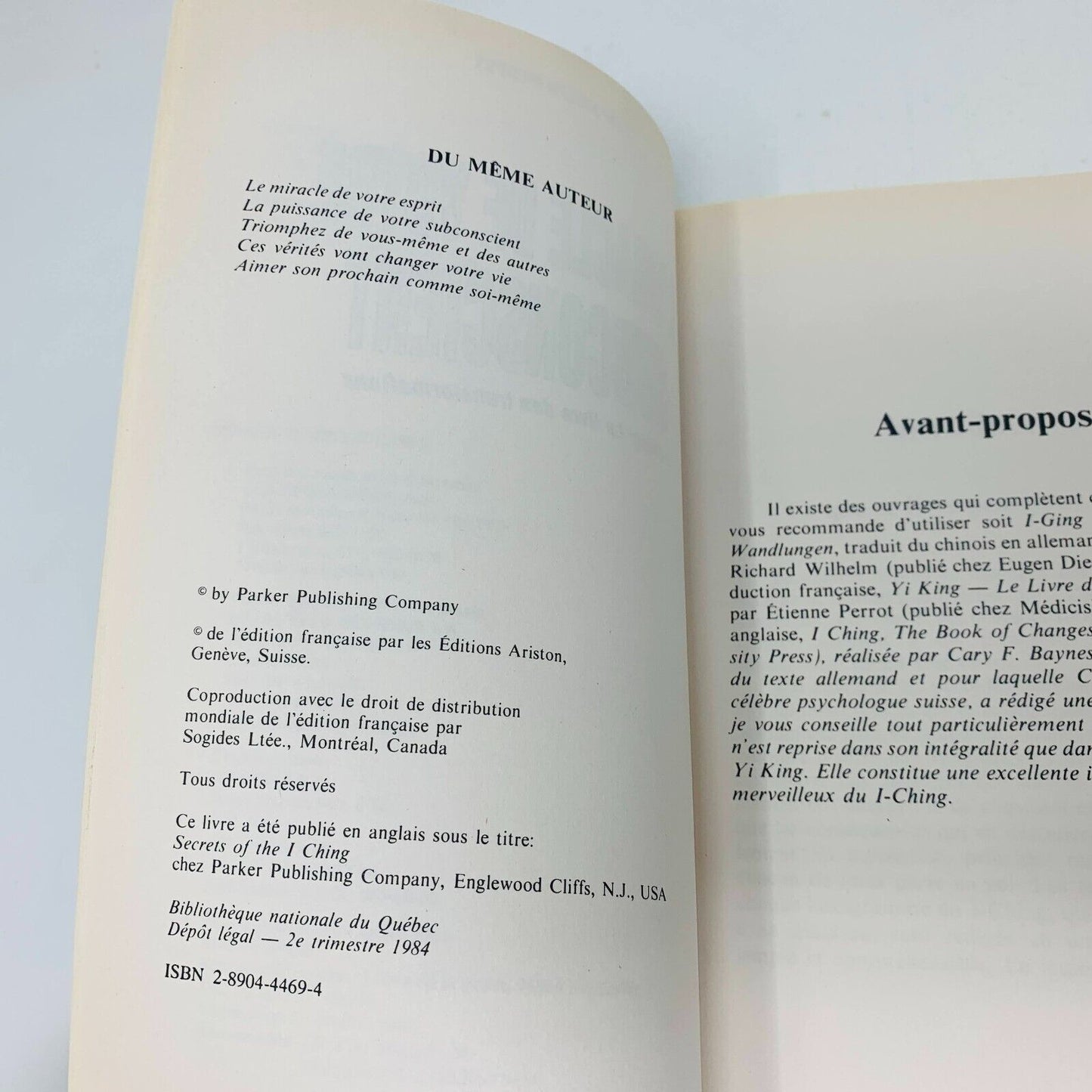 1984 L'Oracle de votre Subconscient I-Ching Livre Transformations Joseph Murphy