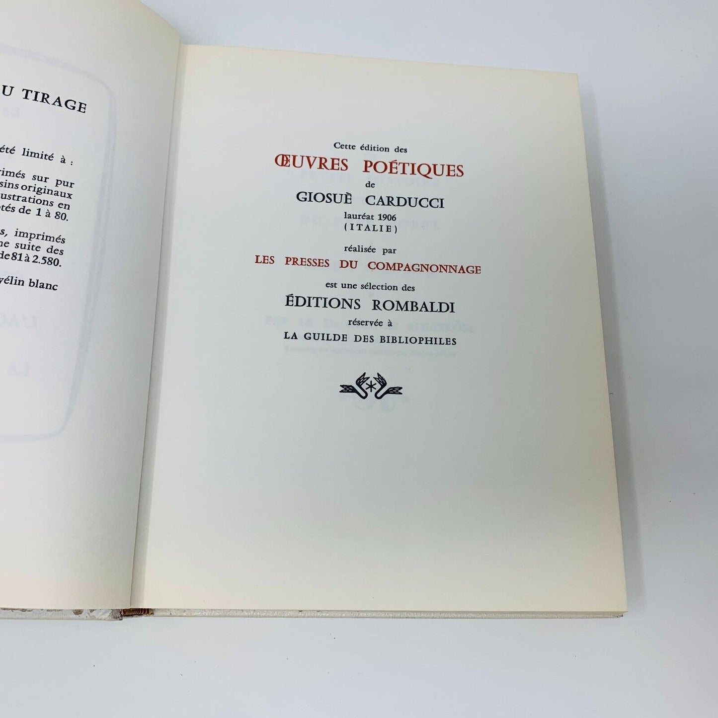 1960 Oeuvres Poétiques Rombaldi Nobel Littérature Giosuè Carducii Picasso Cover