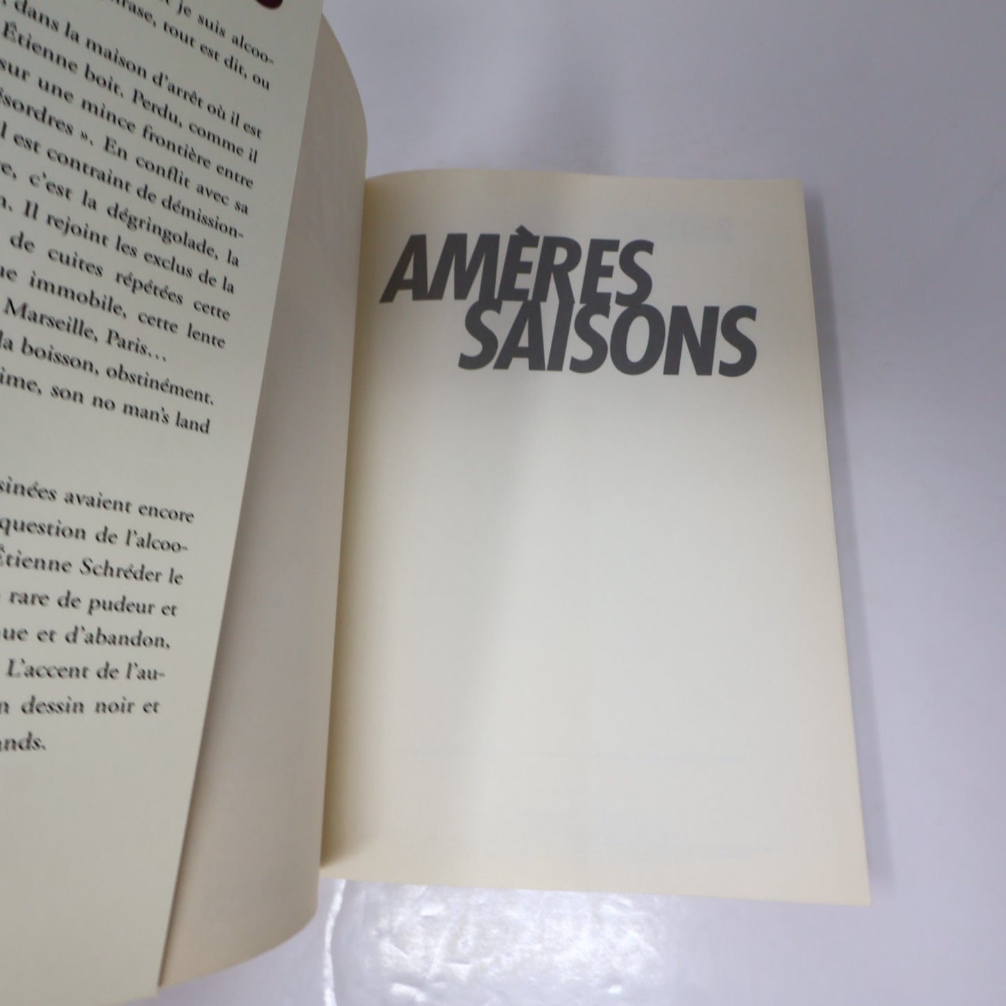 Amères Saisons Étienne Schreder Casterman 2008 PB Bande Dessinée Bd Alcoolisme