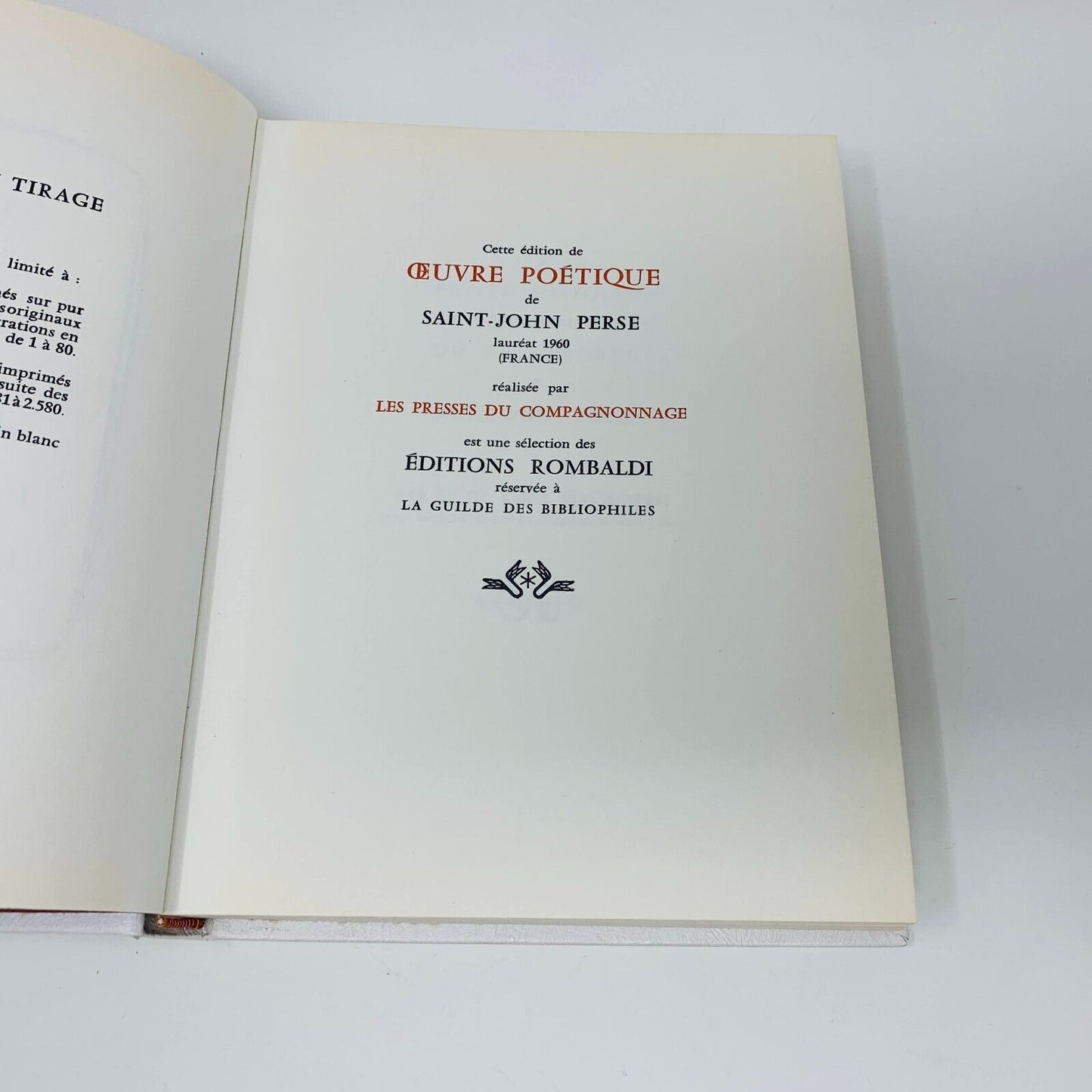 1967 Oeuvre Poétique Rombaldi Nobel Littérature Saint-John Perse Picasso Cover