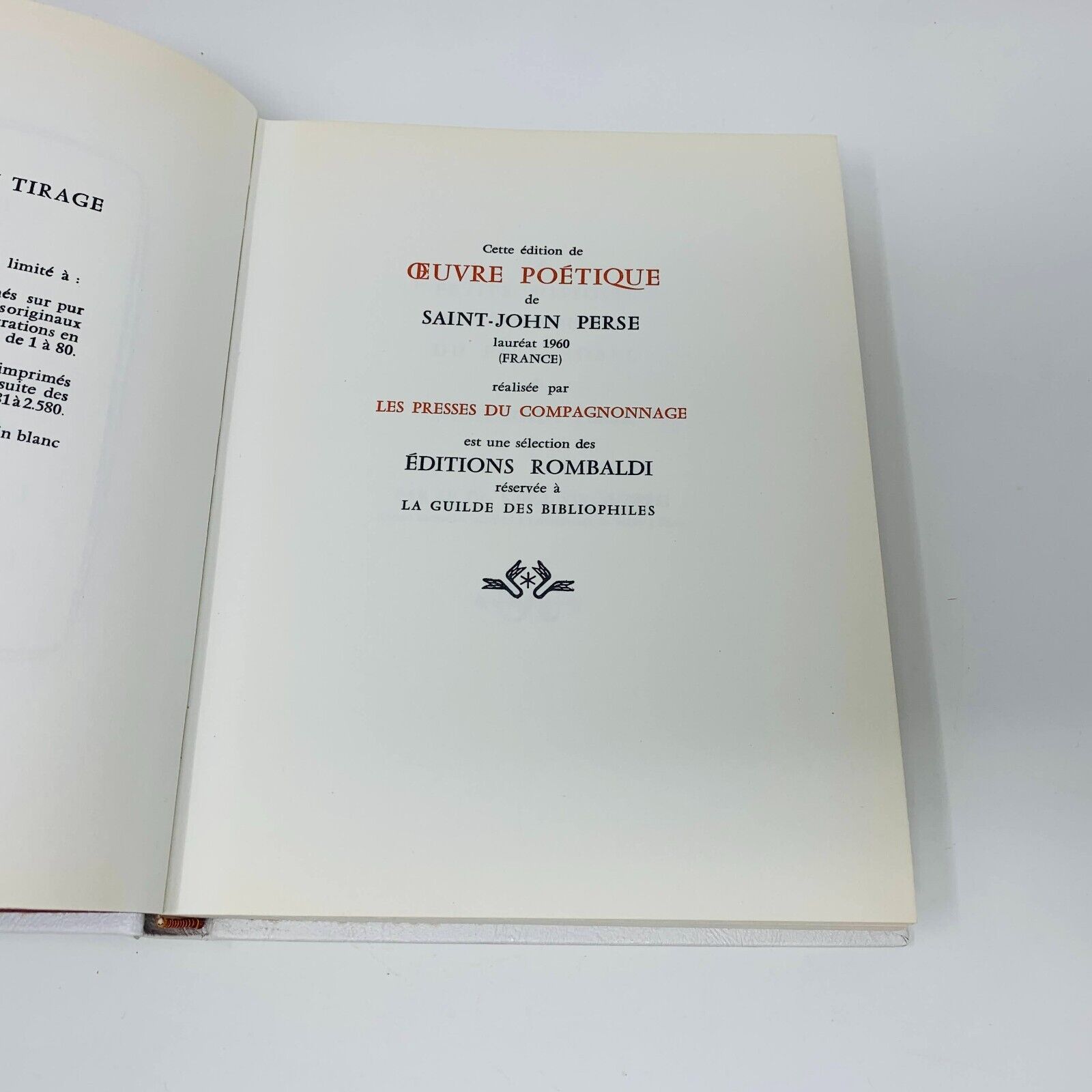1967 Oeuvre Poétique Rombaldi Nobel Littérature Saint-John Perse Picasso Cover