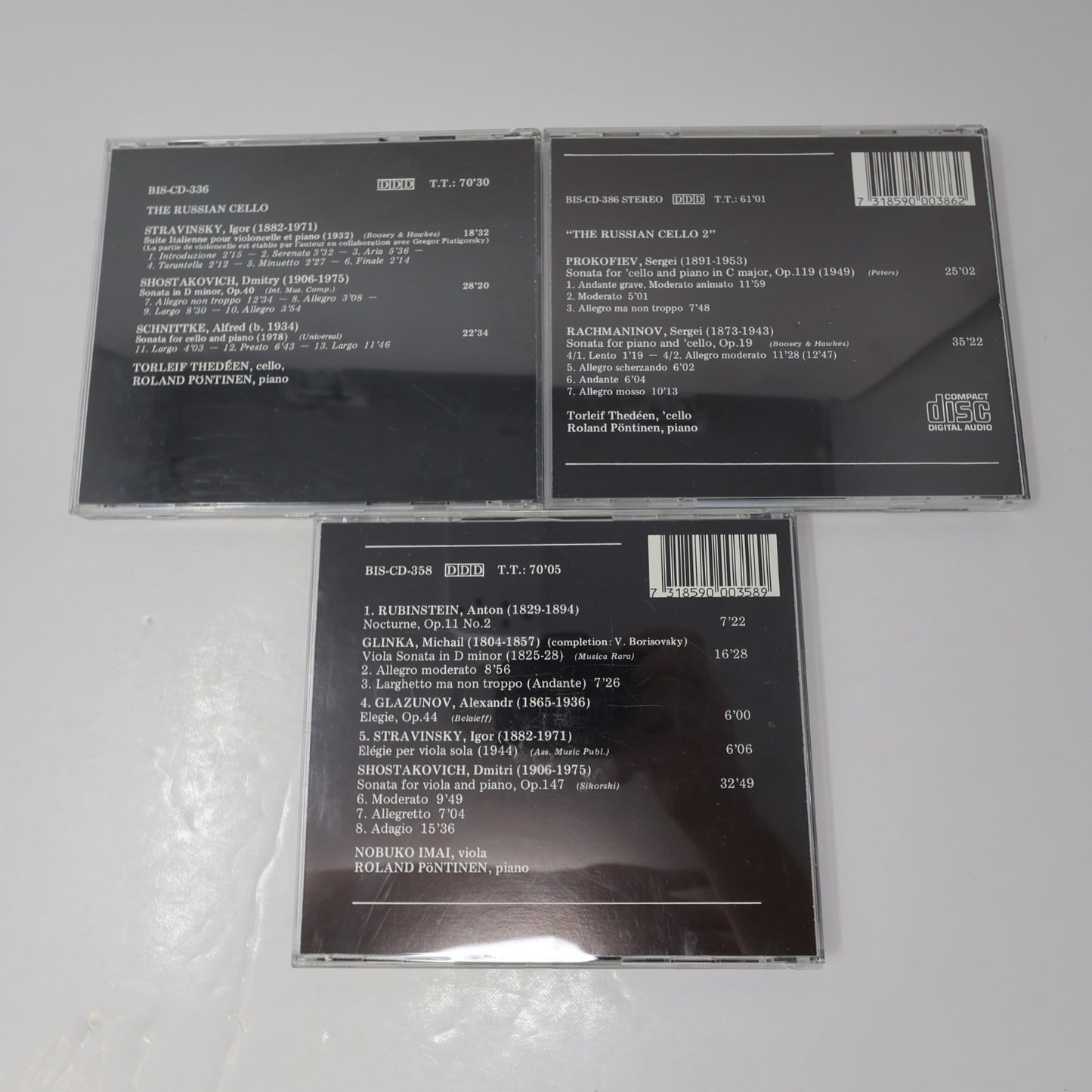 The Russian Cello 1-2/Viola Torleif Thedéen/Roland Pöntinen/Nobuko Imai 3 CD Lot