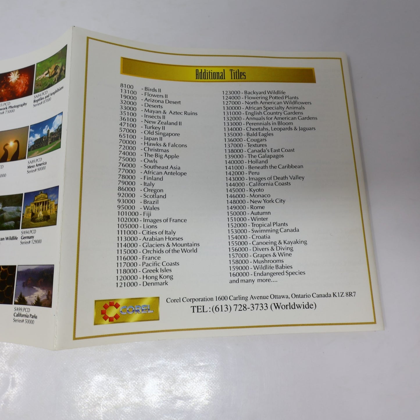 Corel Professional Photo CD-Rom Sampler 1 Limited Ed. For Older Win/Mac OS 1994