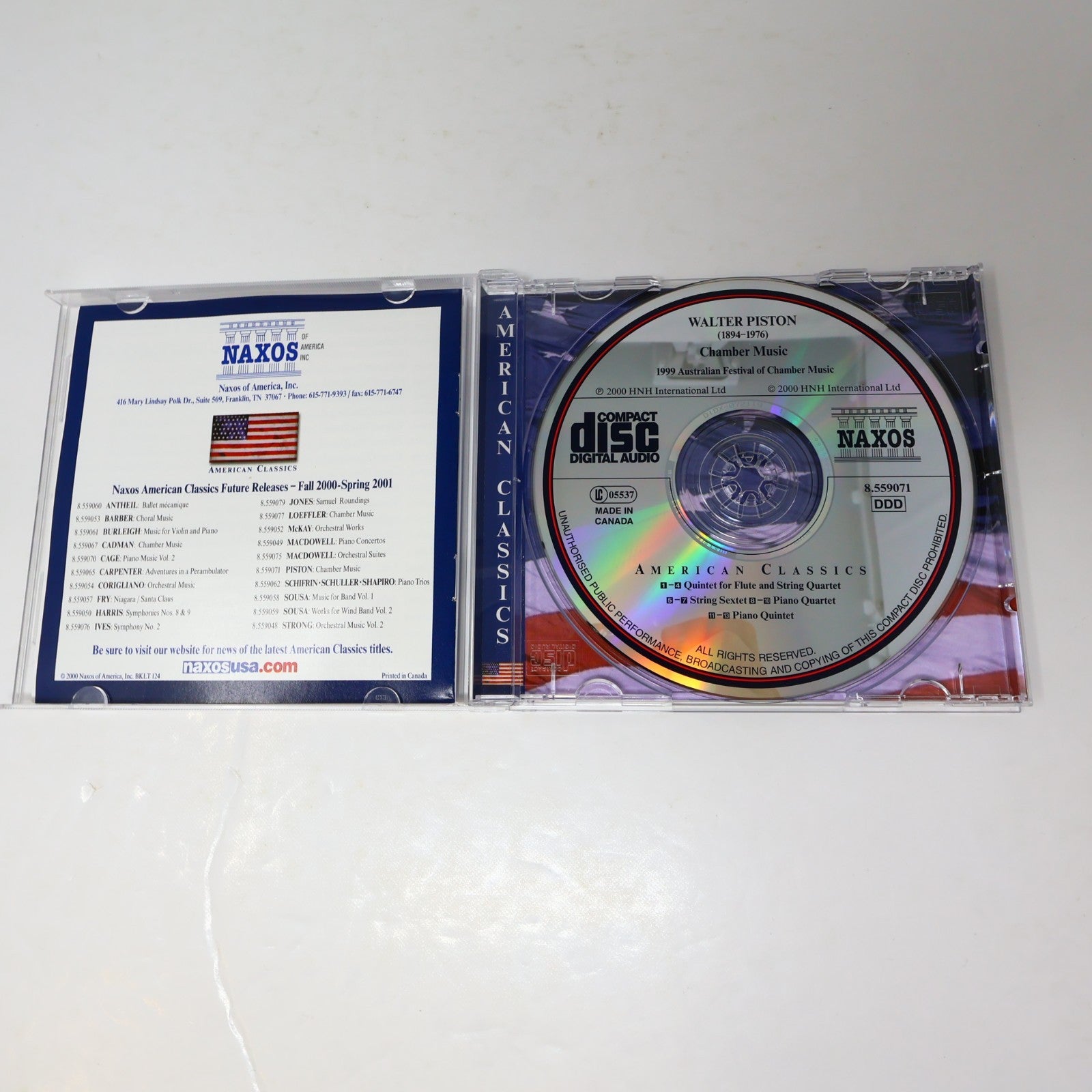 Walter Piston 3 CDs Lot Violin Concertos #1-2/Chamber Music/Symphonies 2 & 6