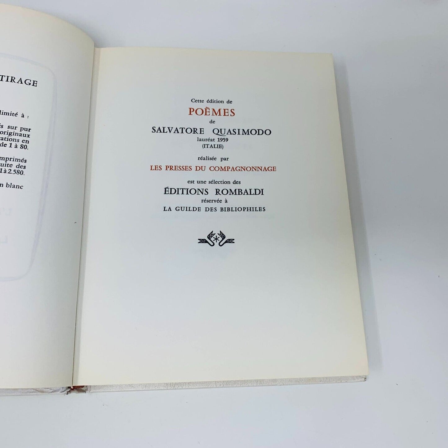 1965 Poèmes Rombaldi Nobel Littérature Salvatore Quasimodo Picasso Cover French