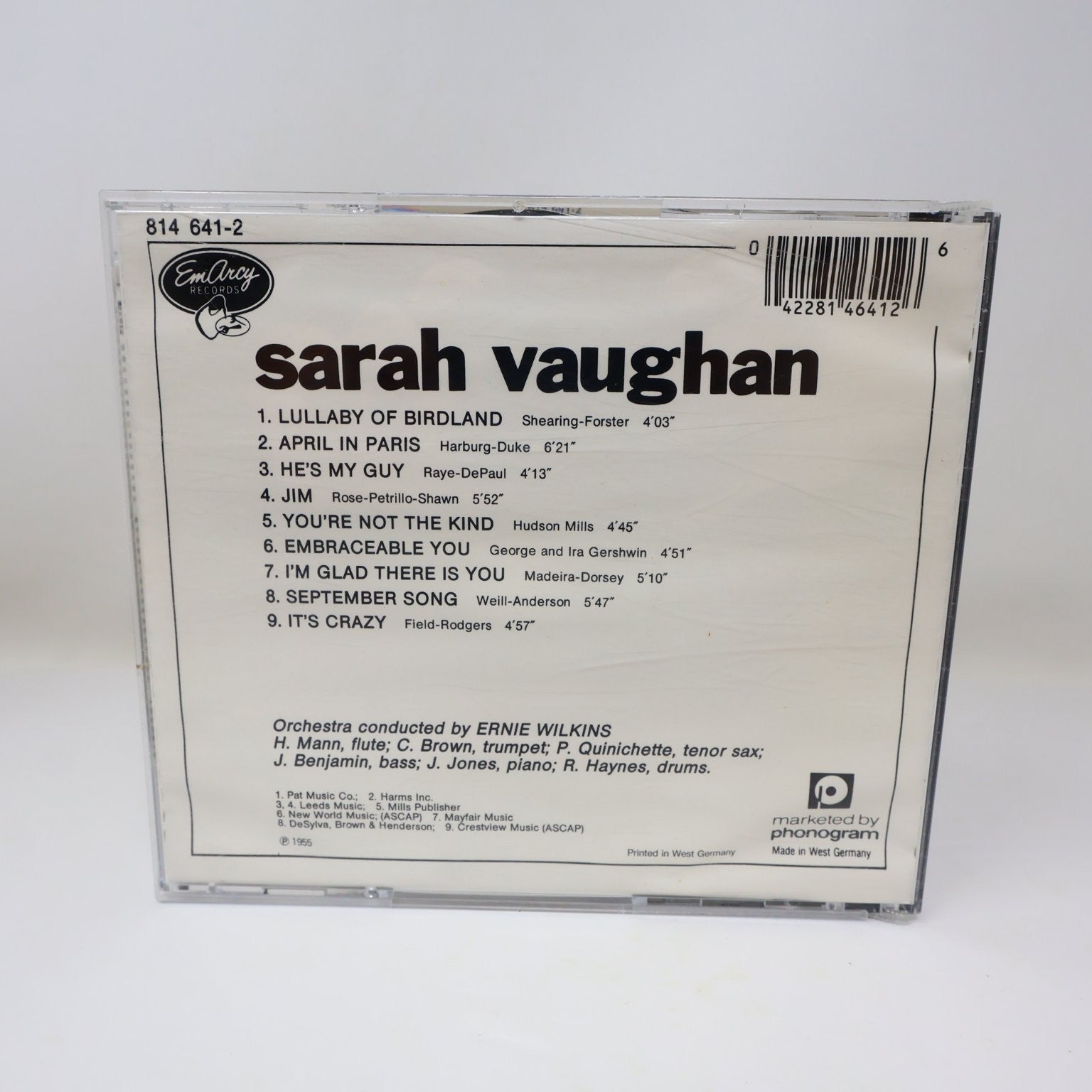 Sarah Vaughan - Self Titled CD Jazz Vocal EmArcy Records Lullaby of Birdland