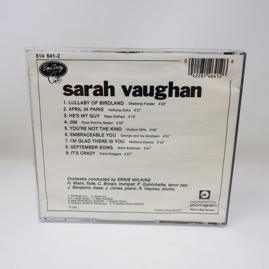 Sarah Vaughan - Self Titled CD Jazz Vocal EmArcy Records Lullaby of Birdland