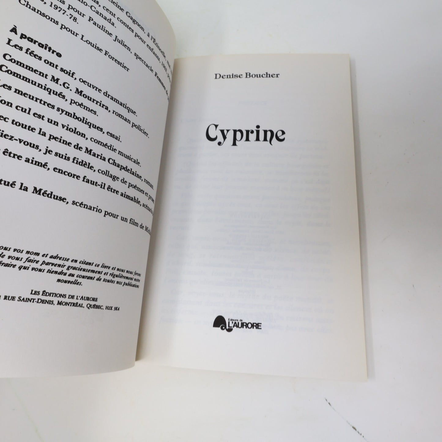 Denise Boucher Lot 3 Livres Cyprine/Retailles/Les Fées ont Soif Théâtre Poésie