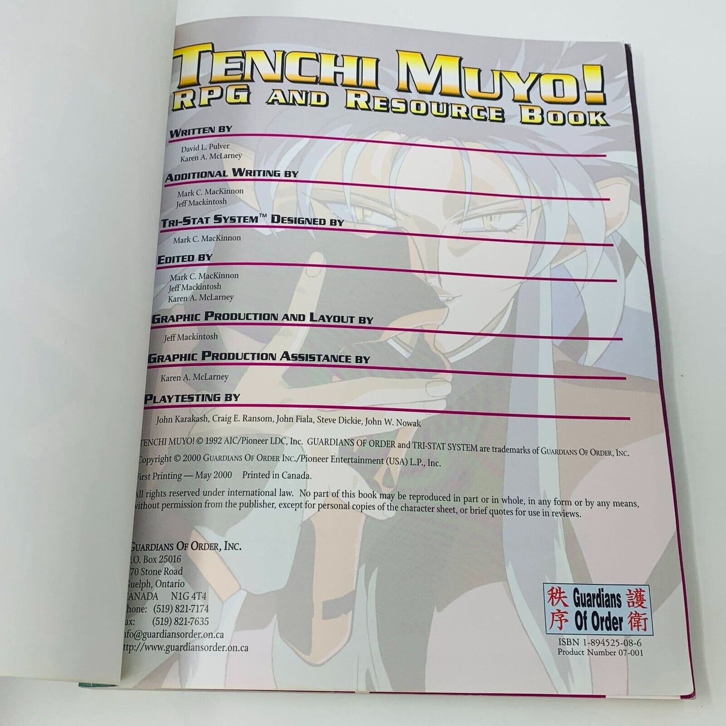 2000 Tenchi Muyo! RPG and Resource Book Pulver & McLarney Role Playing PB