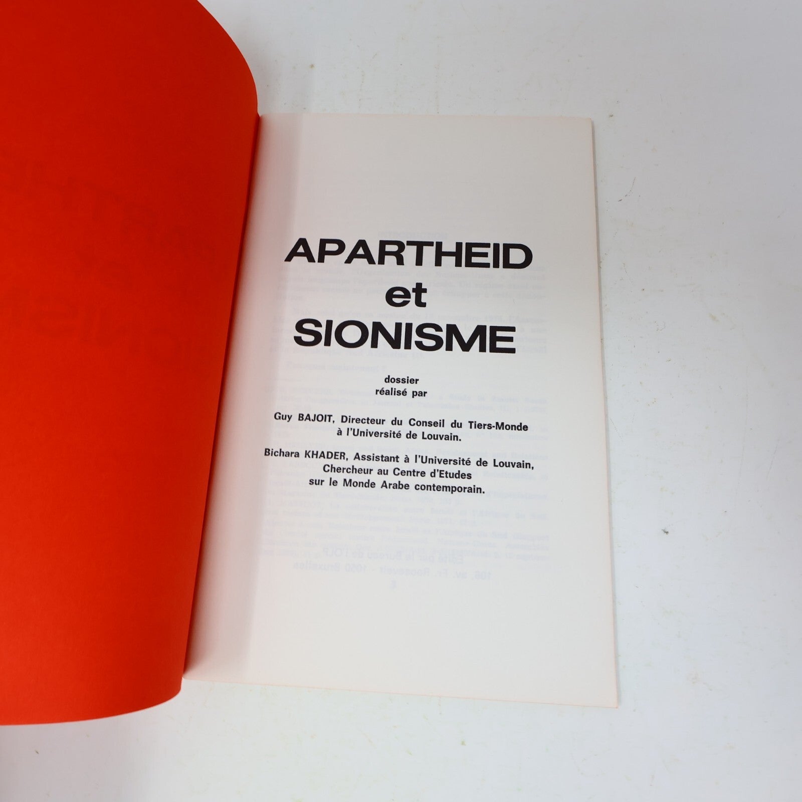 Apartheid et Sionisme/Le Peuple Palestinien Lot 2 Livres Khader/Bajoit/Pirard PB