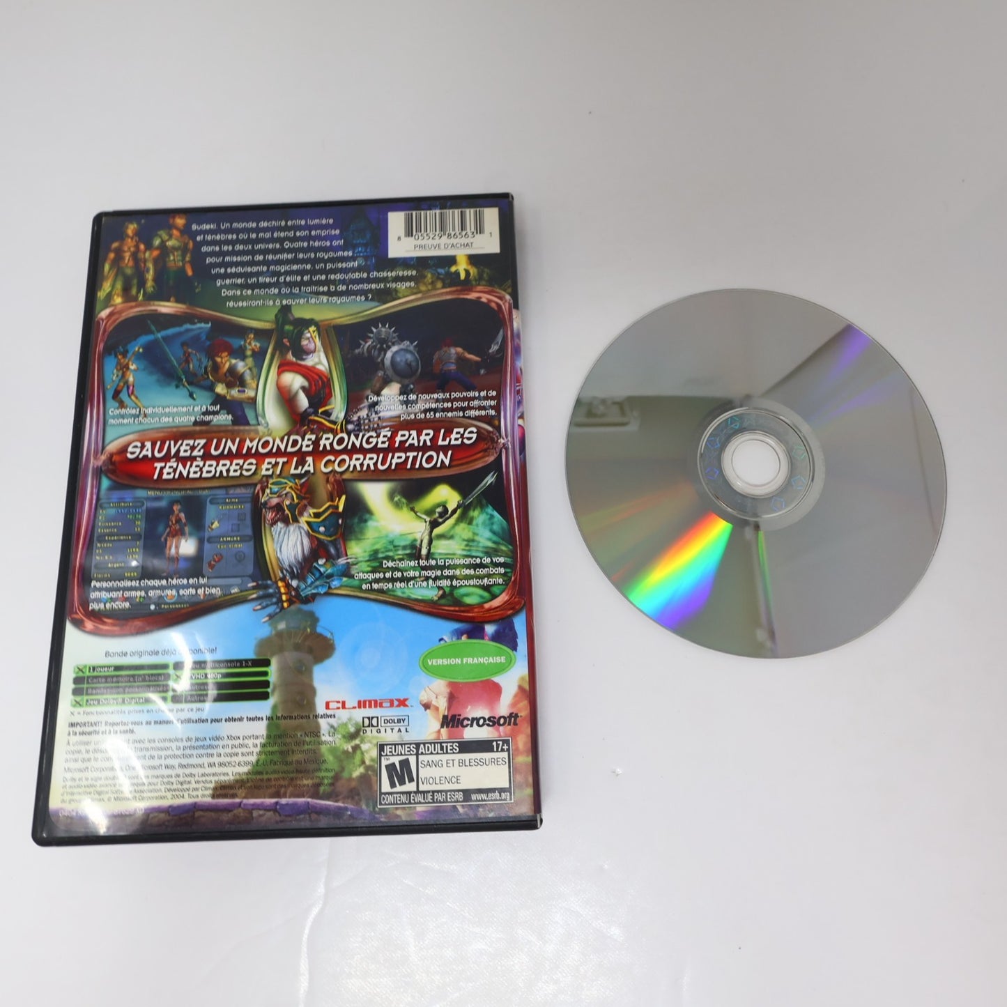 Sudeki Xbox 1 Video Game Tested NTSC French Sleeve/Pochette Française No Manual