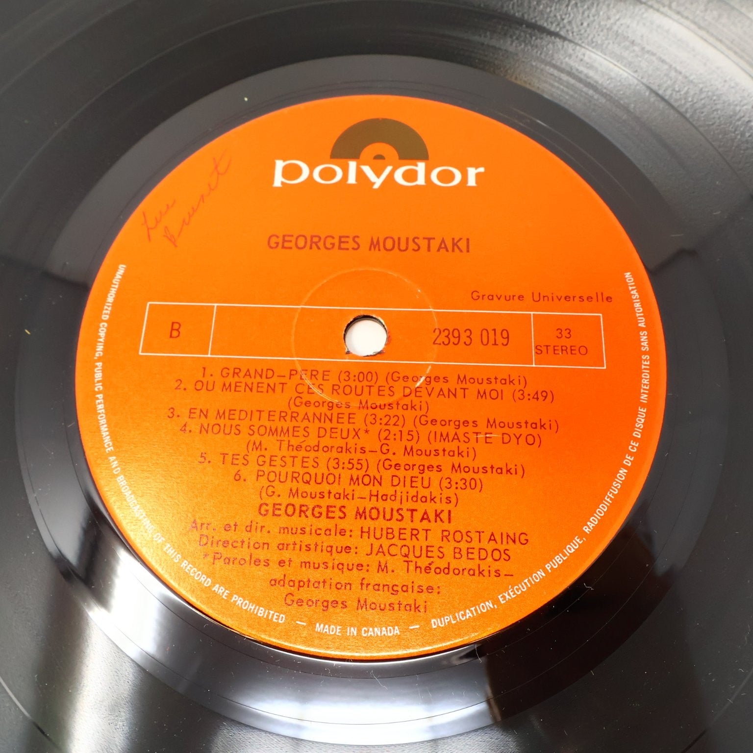 Georges Moustaki Lot 2 Disques Éponymes/Self Titled LP Record Polydor 1971-1974