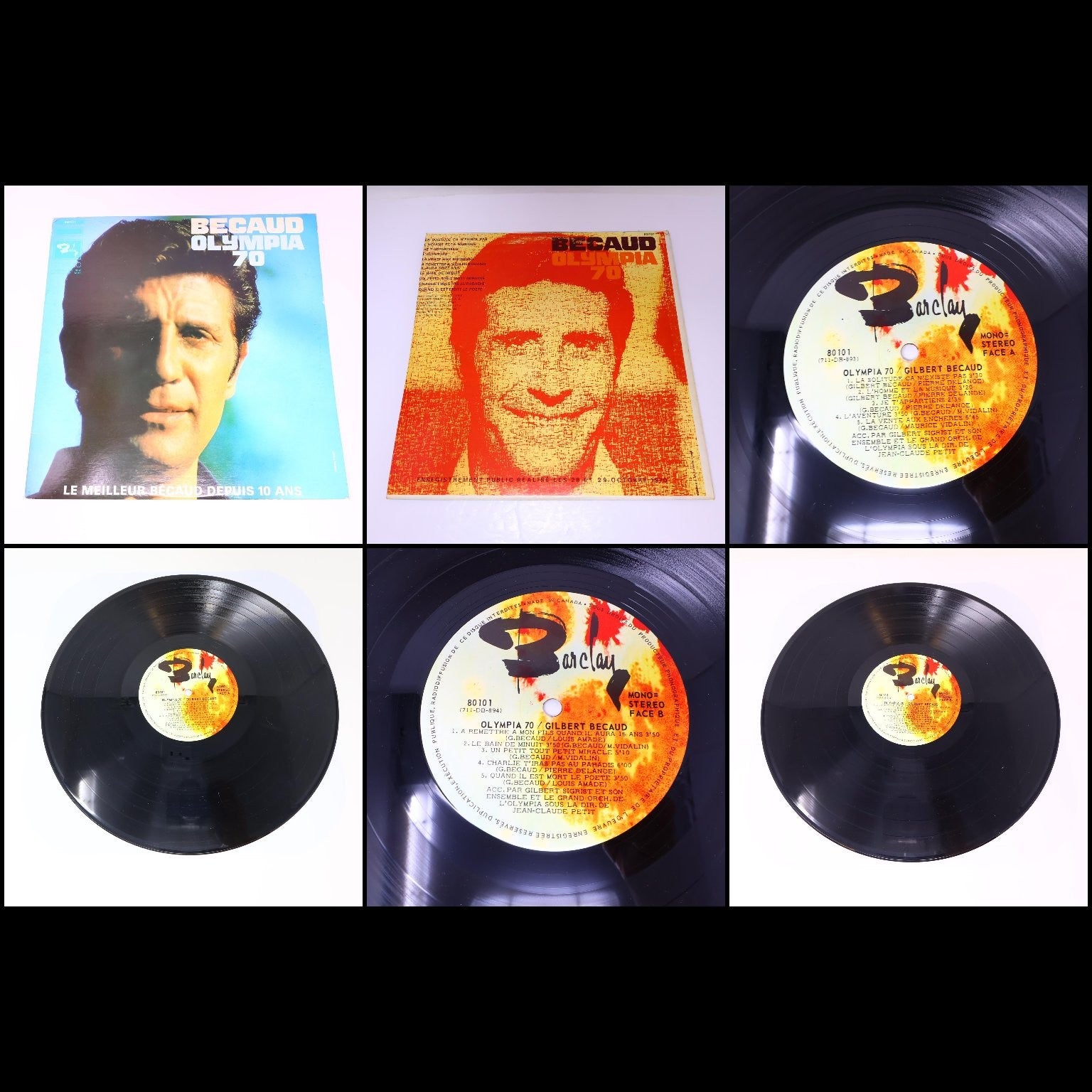 Gilbert Bécaud Lot 13 Disques Record Olympia/Ami/L'Important C'est La Rose 70s