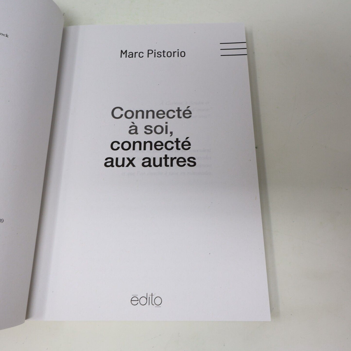 2020 Connecté à Soi Connecté aux Autres de Marc Pistorio Edito Français Livre PB