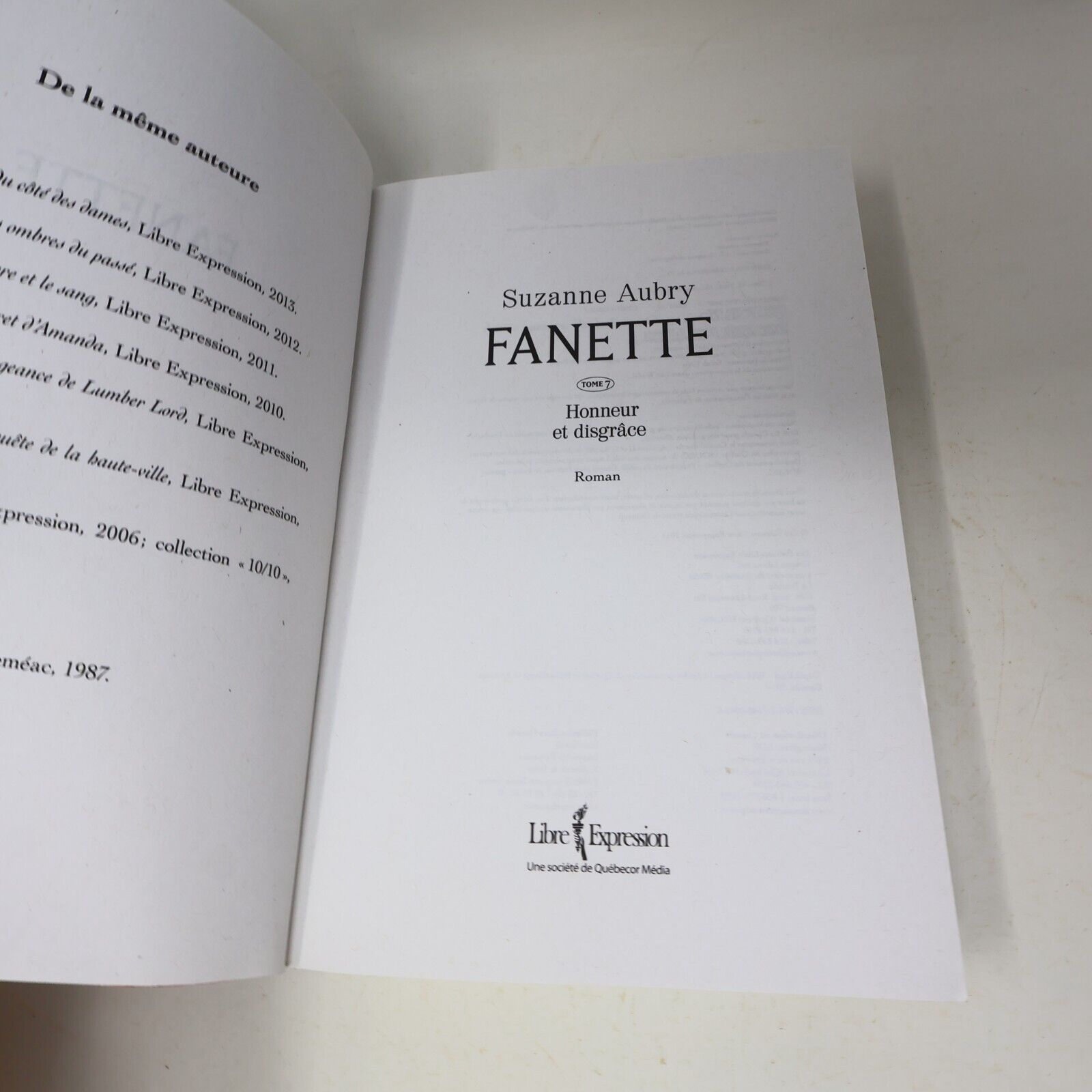 Fanette #7 Honneur et Disgrâce Suzanne Aubry 2012 Libre Expression Français PB