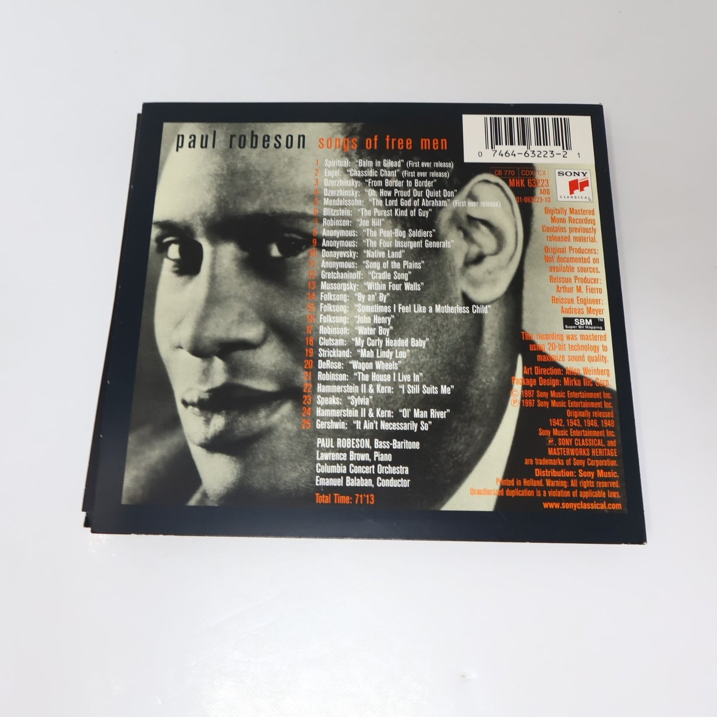 Paul Robeson Songs of Free Men CD Sony Classical MHK 63223 Balm In Gilead