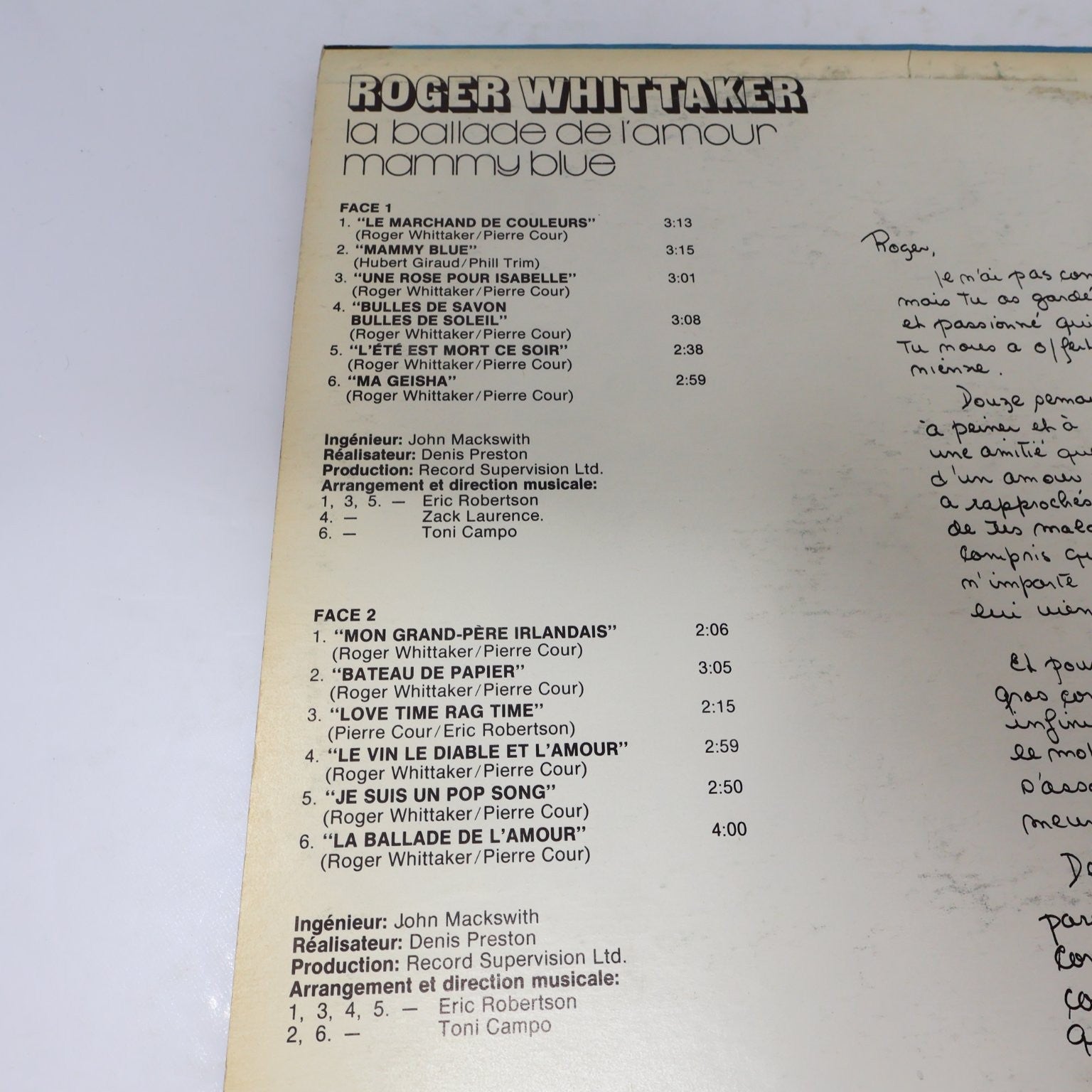 Roger Whittaker La Ballade De L'Amour & Mammy Blue Disque LP Record 1972 RCA
