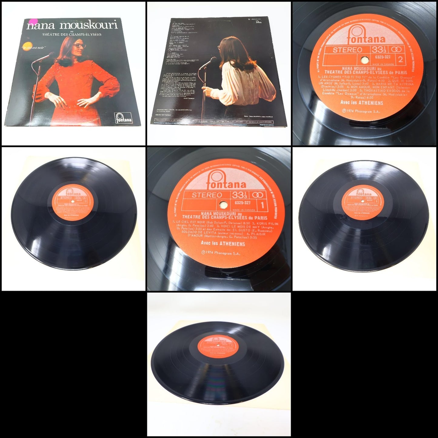 Nana Mouskouri Lot 6 Disques LP Record Une Voix Qui Vient Du Coeur/Tournesol