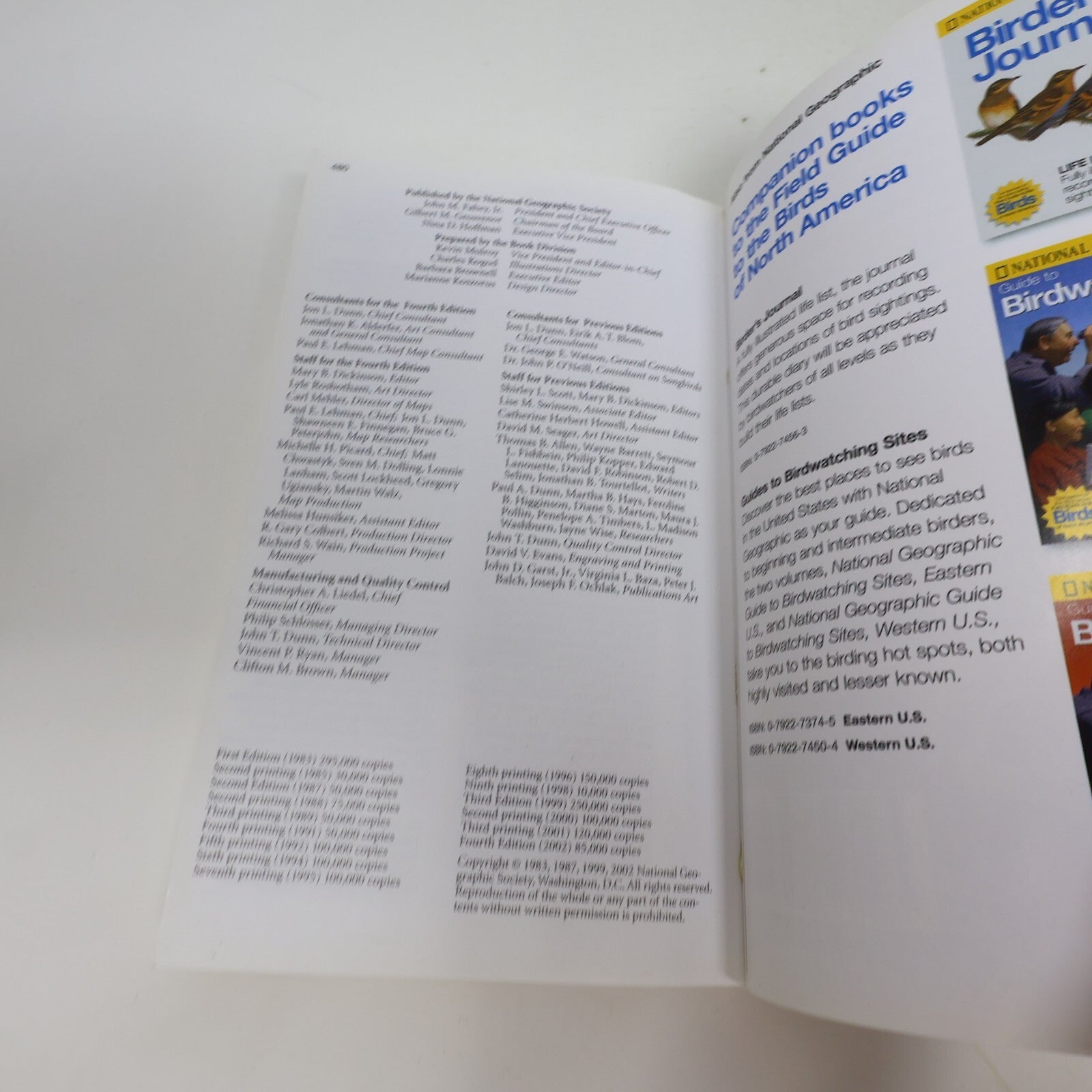 2002 Field Guide to the Birds of North America National Geographic Society Book