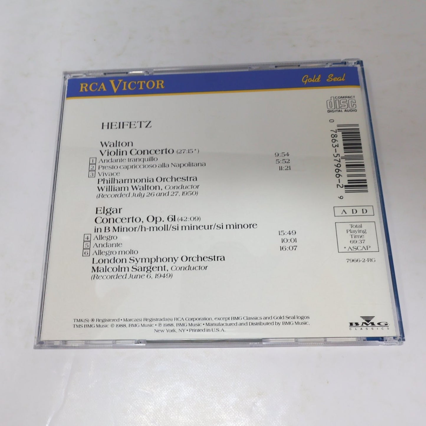 Walton Violin 3 CD Lot Violin/Viola Concertos/Symphony #1 Nigel Kennedy Prévin