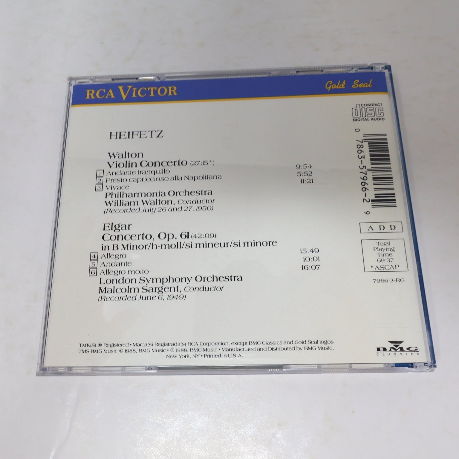 Walton Violin 3 CD Lot Violin/Viola Concertos/Symphony #1 Nigel Kennedy Prévin