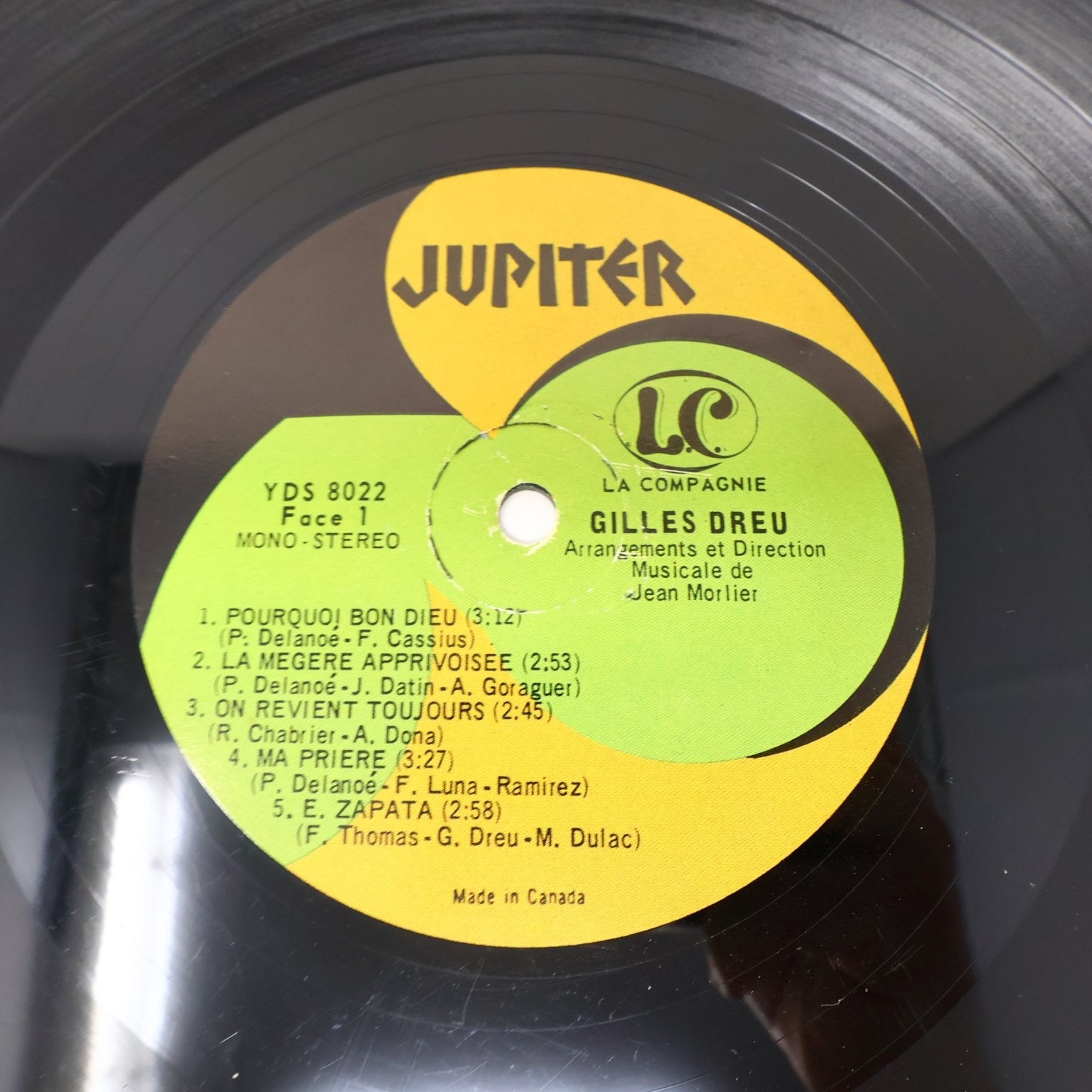 Gilles Dreu - Pourquoi Bon Dieu LP Record 1968 Jupiter French Chanson YDS 8022