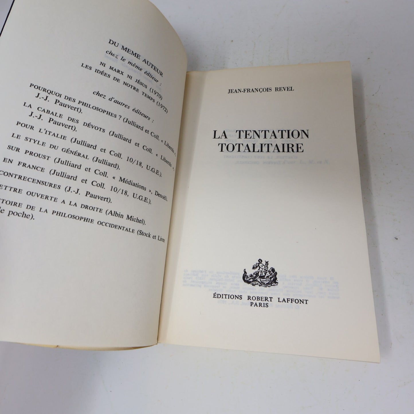 1976 La Tentation Totalitaire Jean-François Revel Robert Laffont Politique Livre