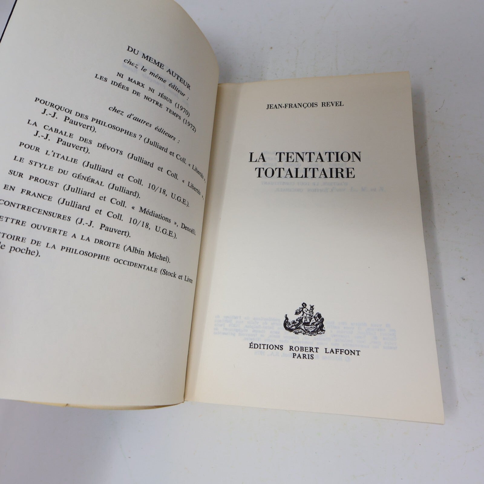 1976 La Tentation Totalitaire Jean-François Revel Robert Laffont Politique Livre