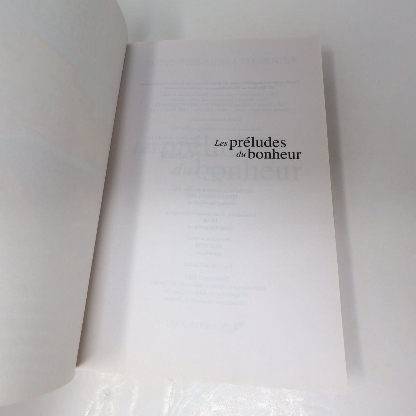 Les préludes du bonheur Jacynthe-Mona Fournier 2021 Roman Éditions JCL Francais