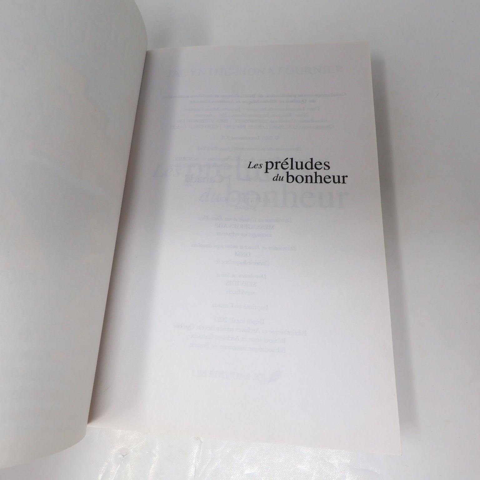 Les préludes du bonheur Jacynthe-Mona Fournier 2021 Roman Éditions JCL Francais