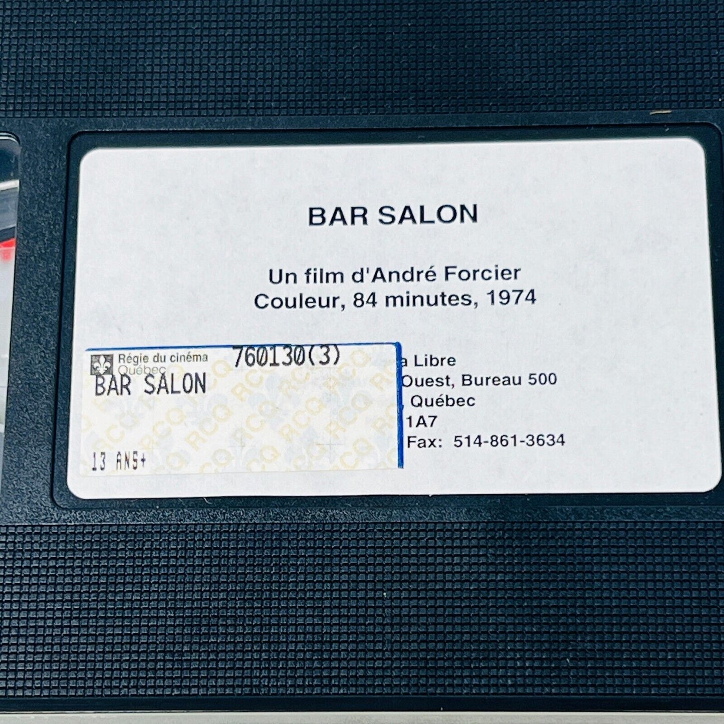 Bar Salon VHS Testé Film de André Forcier Cinéma D'ici Québec Jacques Marcotte