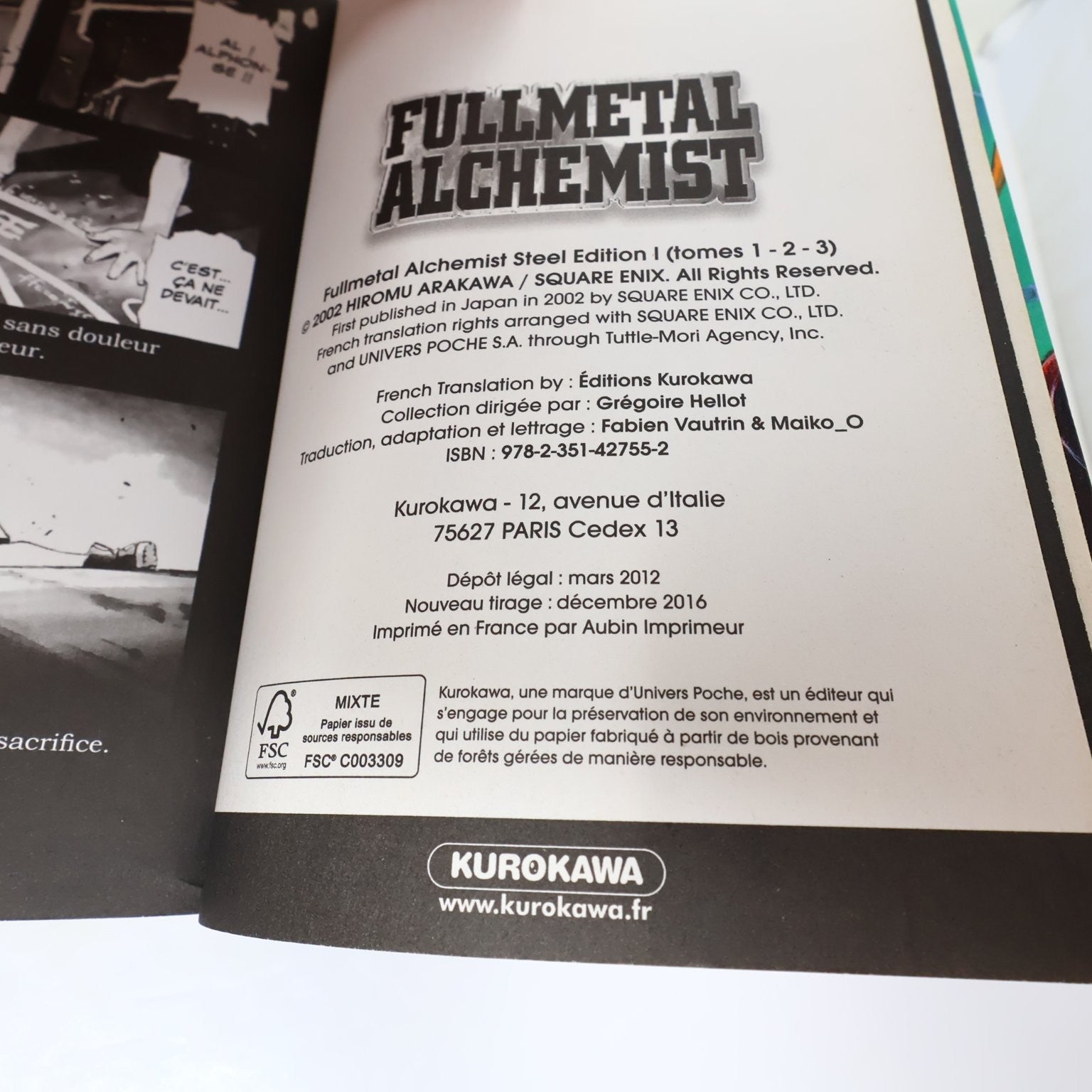Fullmetal Alchemist Steel Edition 1-3 Lot Manga Kurokawa Hiromu Arakawa Francais