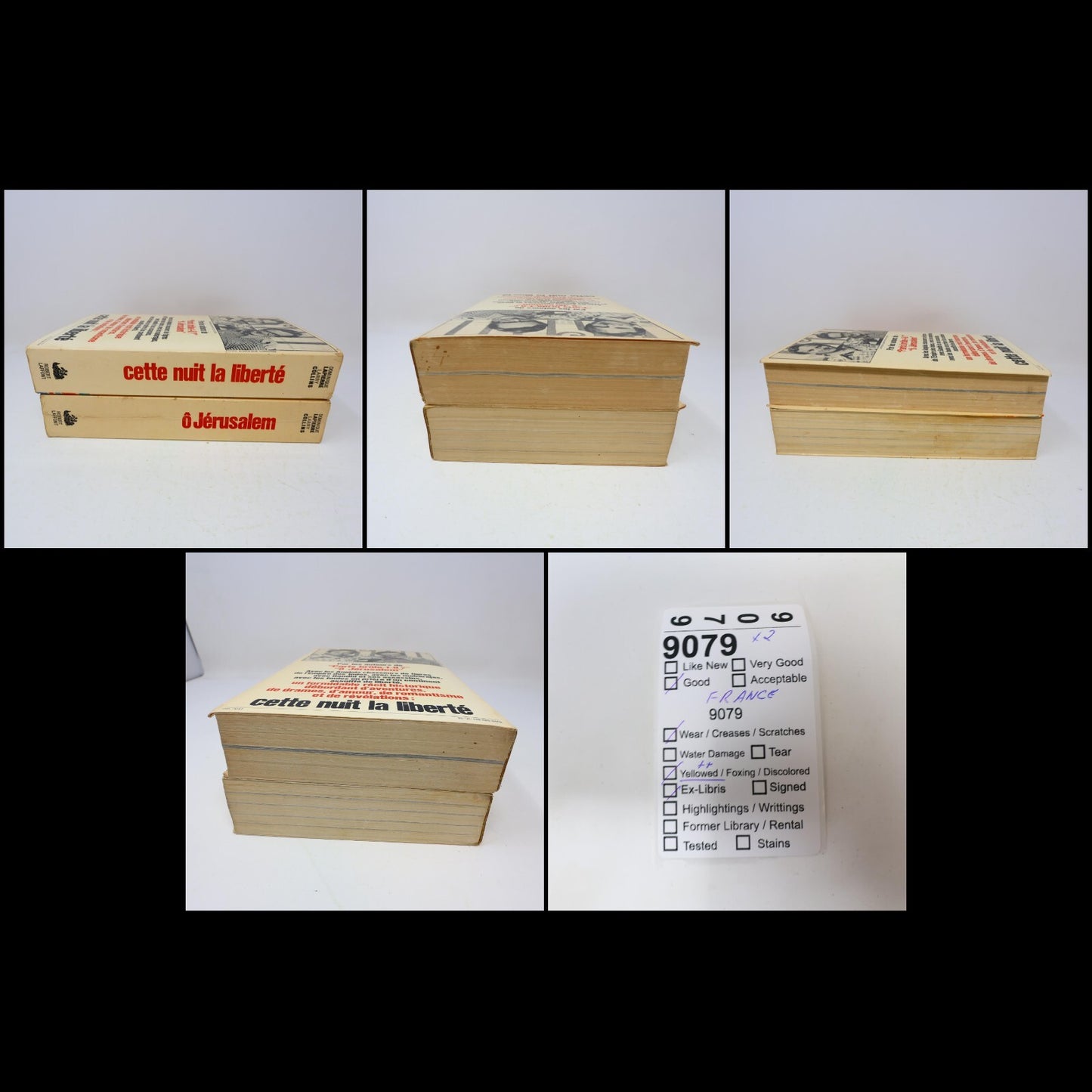 Dominique Lapierre/Larry Collins Lot 2 Livres Ô Jérusalem/Cette Nuit la Liberté