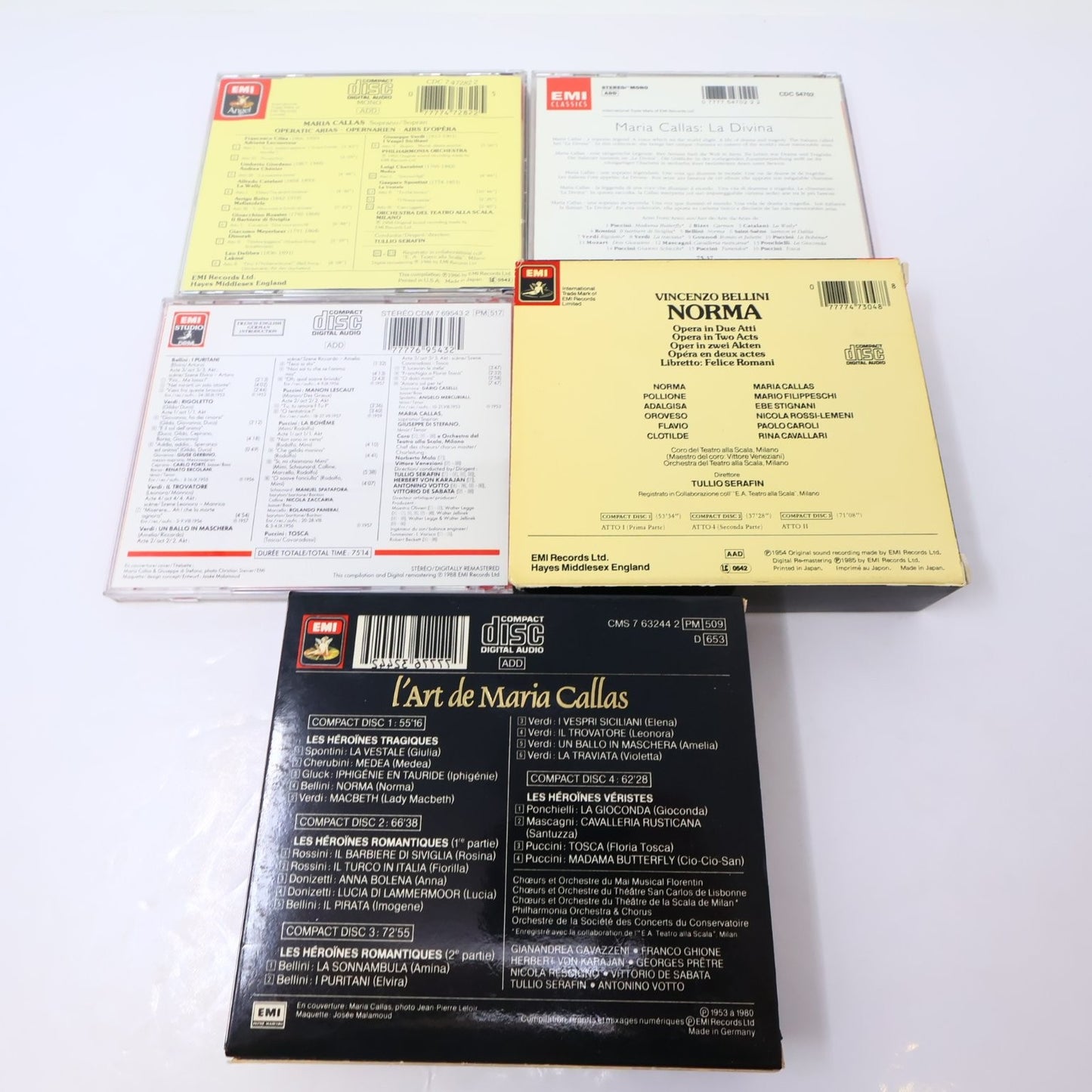 Maria Callas 5 CD Lot Bellini Norma/Opera Arias/La Divina/Duos/L'Art de Maria