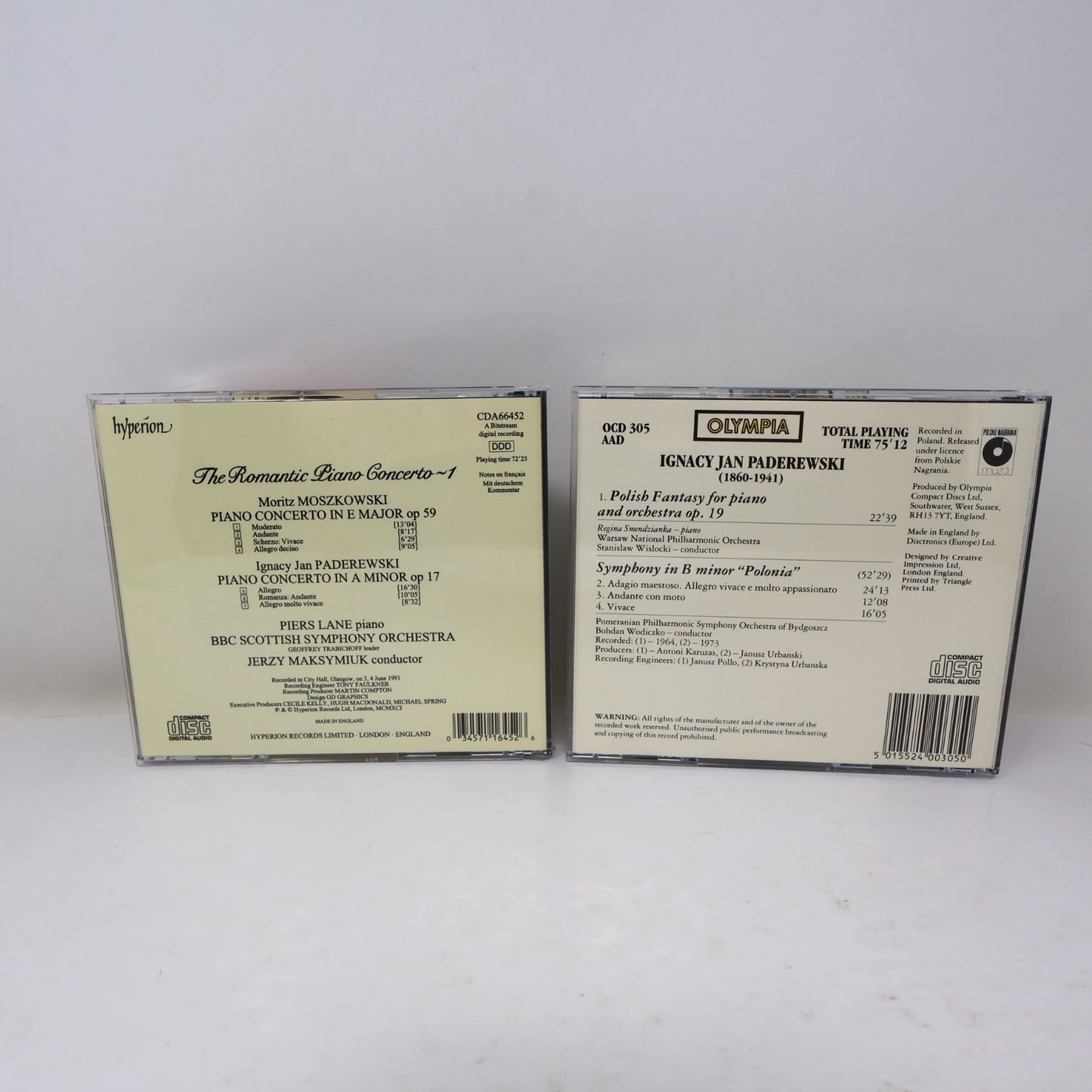 Ignacy Jan Paderewski 2 CDs Lot Piano Concerto/Polonia/Polish Fantasy Maksymiuk